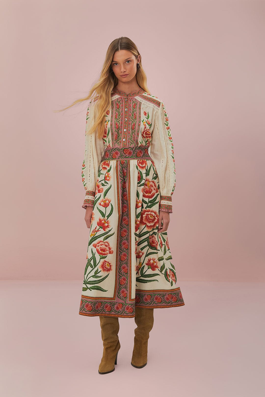 AINIKA DELICATE OFF-WHITE MIDI SKIRT