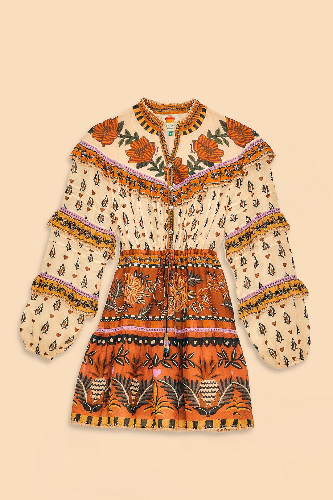 Beige Ainika Floral Ruffle Mini Dress - Image 6