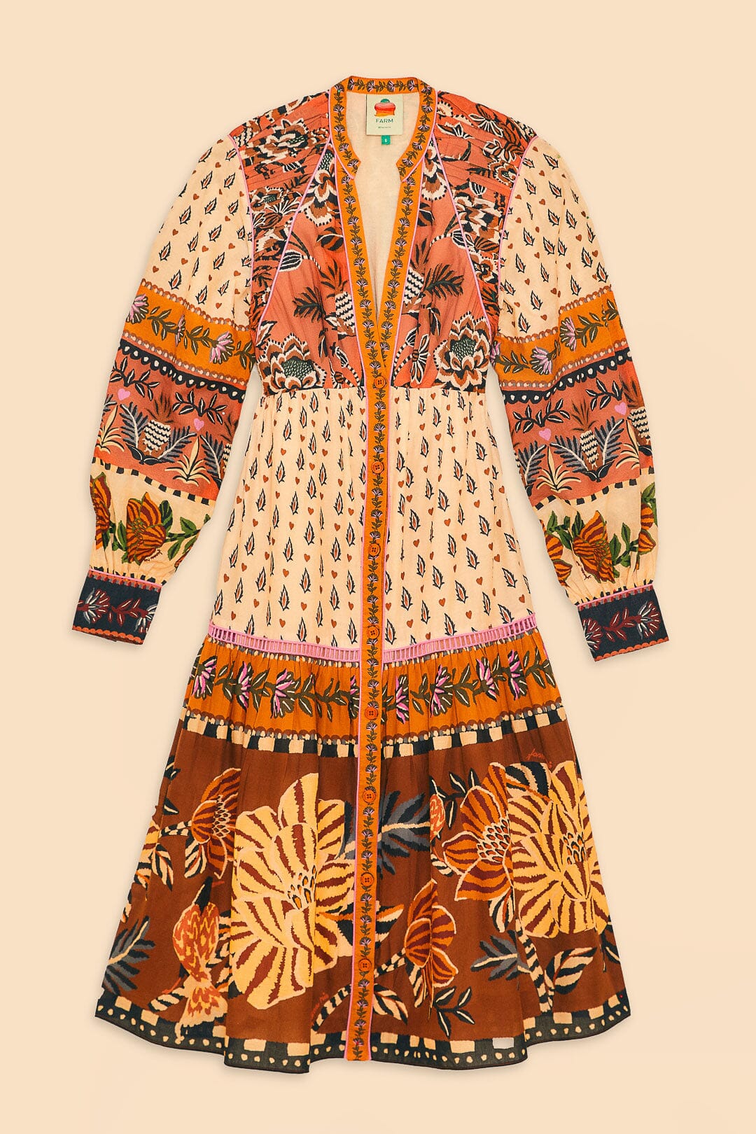 Beige Ainika Floral V Neck Midi Dress - Image 5