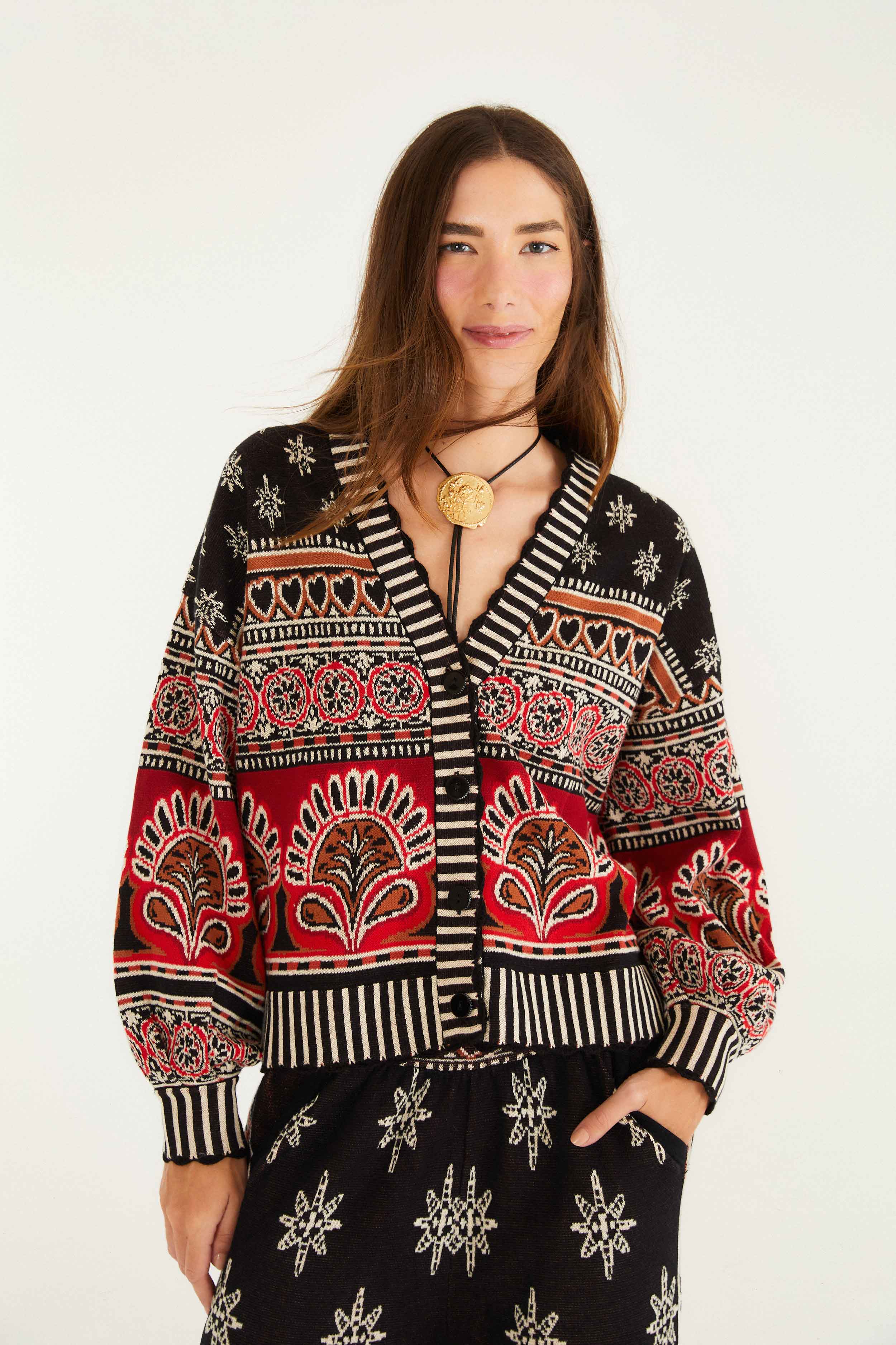 Black Ainika Love Coconut Groove Knit Cardigan - Image 2