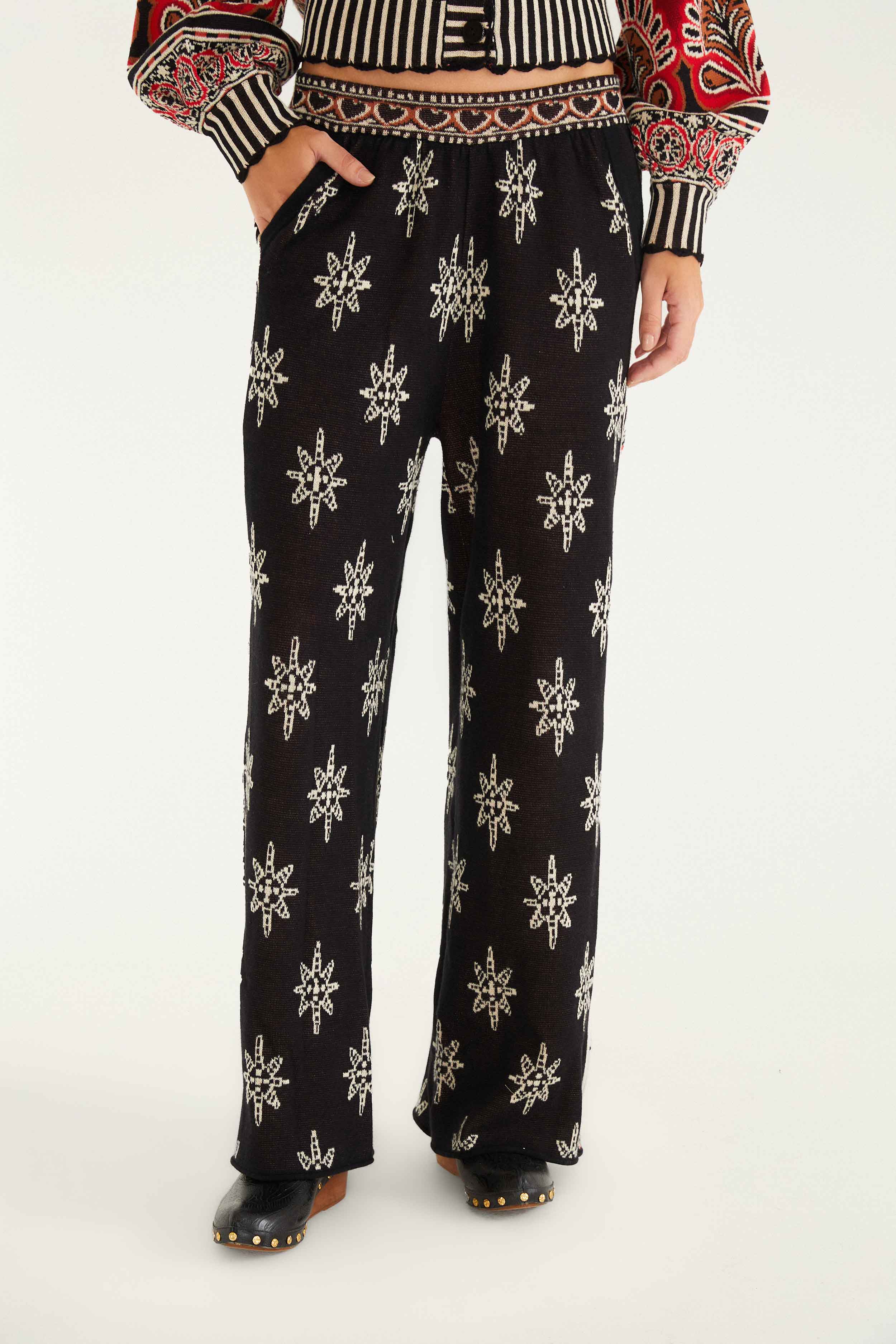 Black Ainika Love Coconut Groove Knit Pants - Image 2