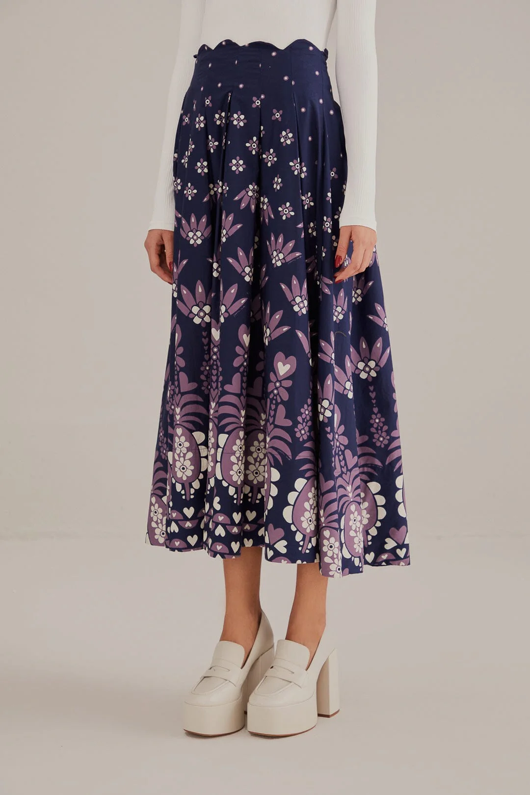 Dark Blue Ainika Martina Midi Skirt - Image 3