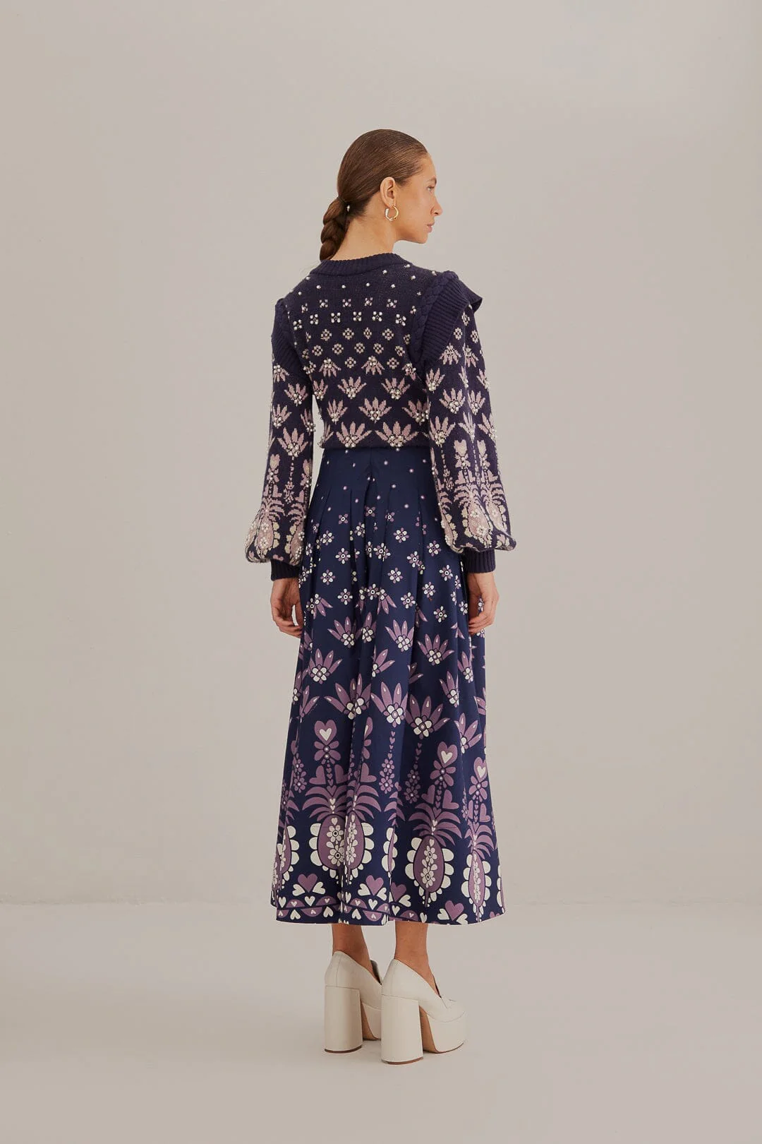 Dark Blue Ainika Martina Midi Skirt - Image 4