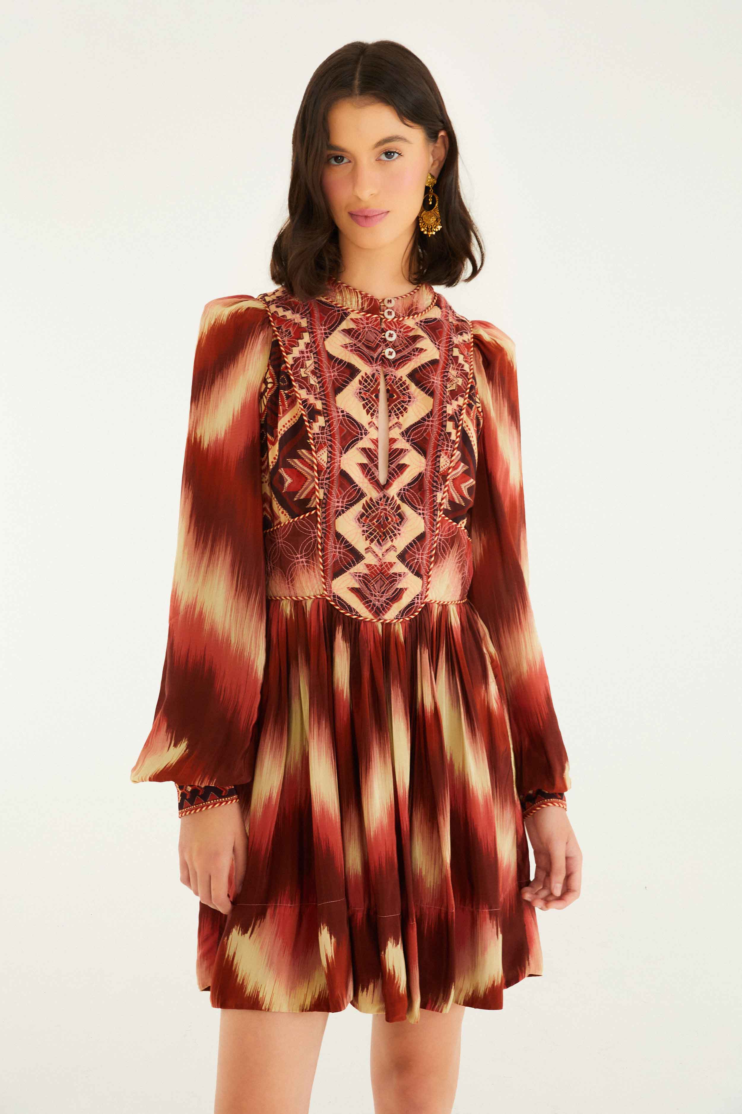Red Amanda Stripes Tapestry Quilted Mini Dress - Image 2
