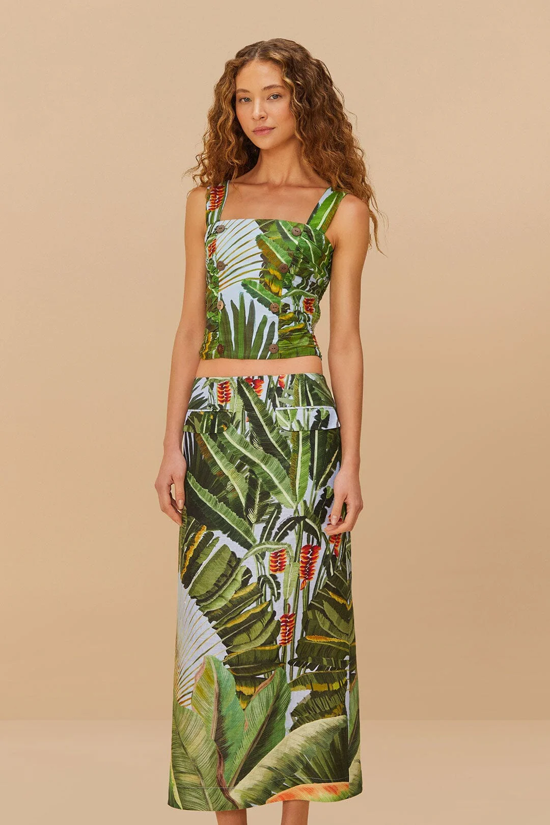 Blue Amazonia Forest Euroflax™ Premium Linen Maxi Skirt - Image 2