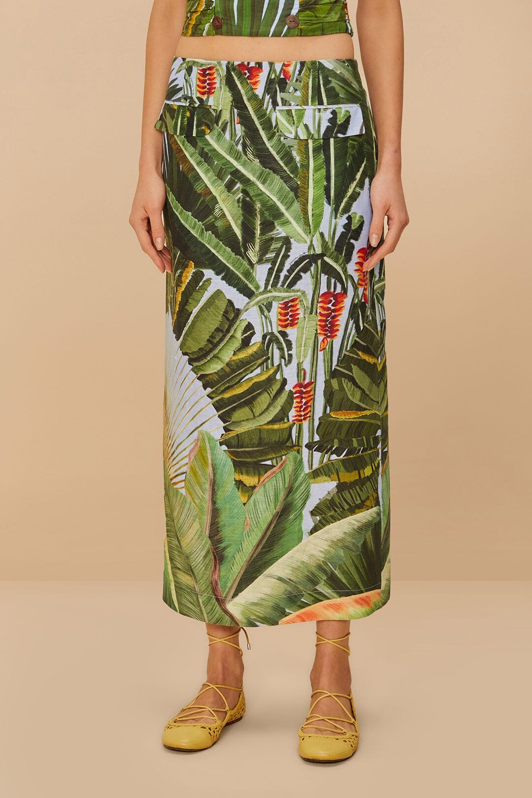 Blue Amazonia Forest Euroflax™ Premium Linen Maxi Skirt - Image 3