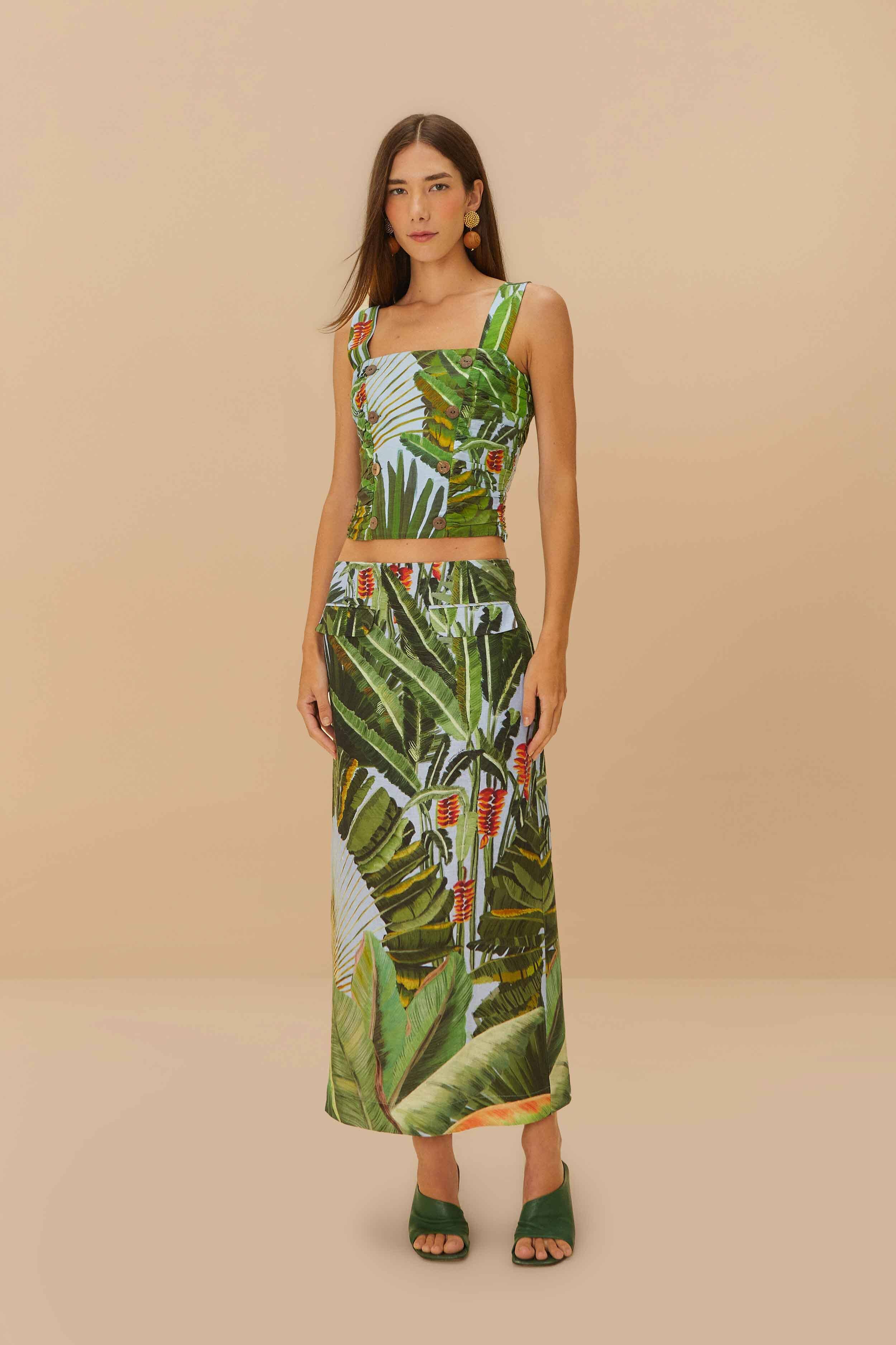 Blue Amazonia Forest LENZING™ ECOVERO™ Euroflax™ Crop Top - Image 2