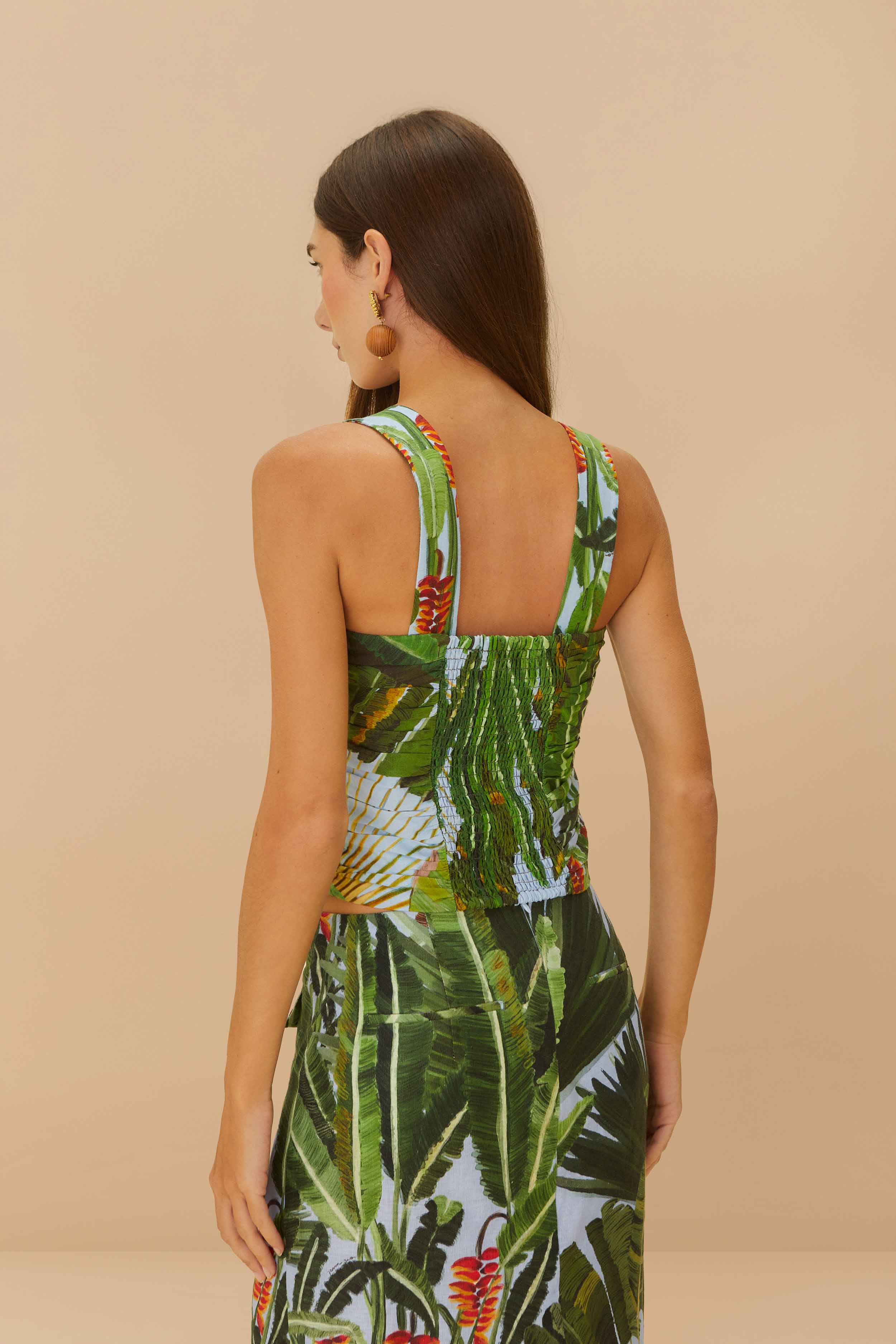 Blue Amazonia Forest LENZING™ ECOVERO™ Euroflax™ Crop Top - Image 4