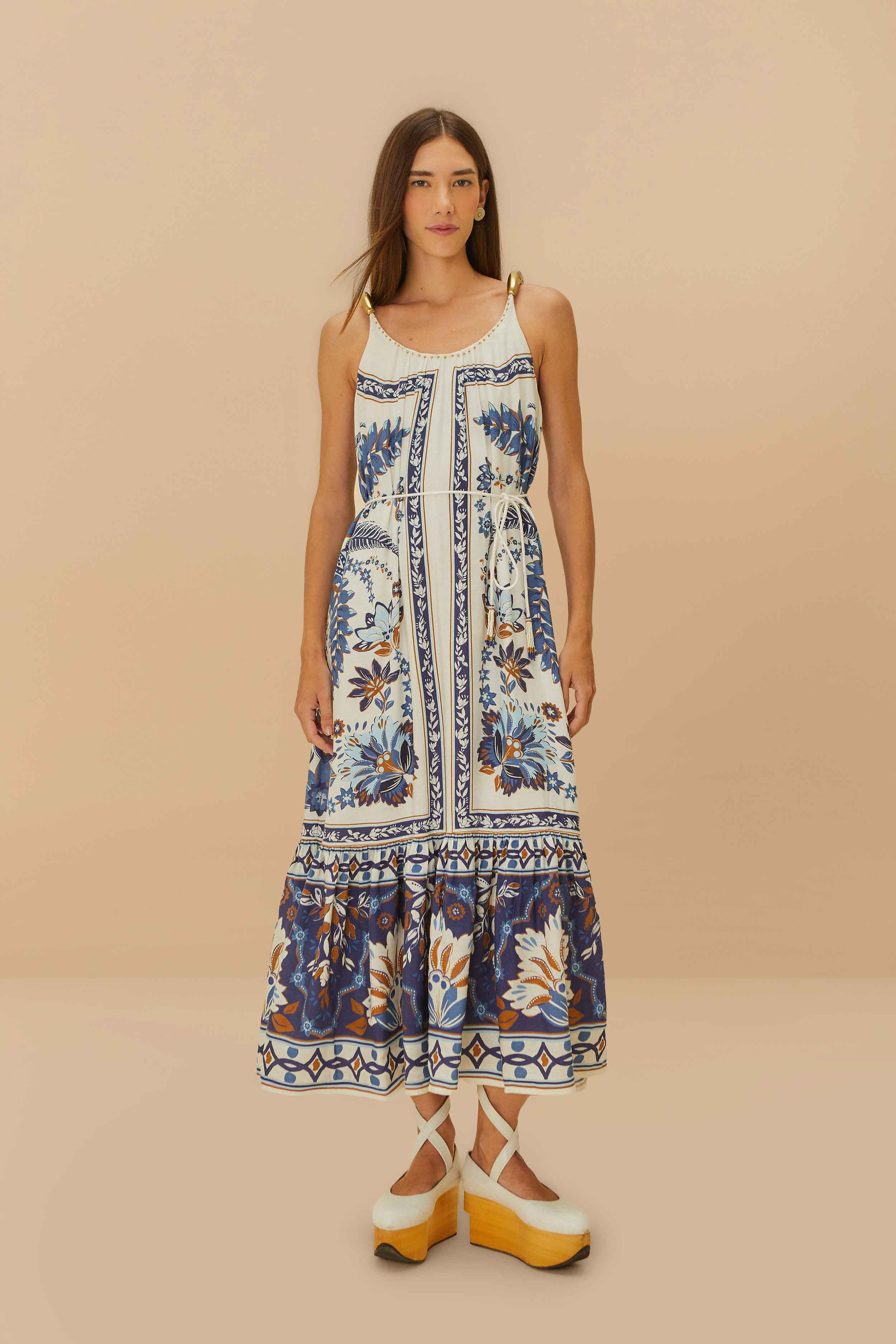Off-White Ana Tapestry Fish Strap Maxi Dress