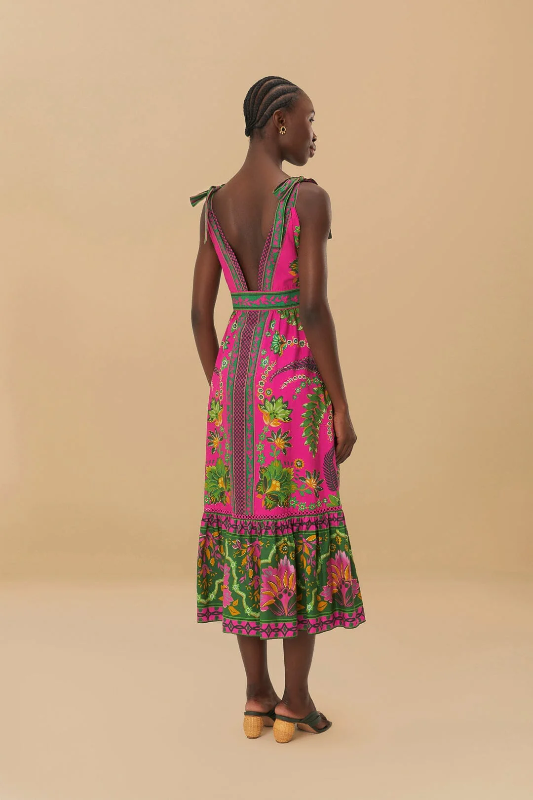Ana Tapestry Pink Midi Dress - Image 3