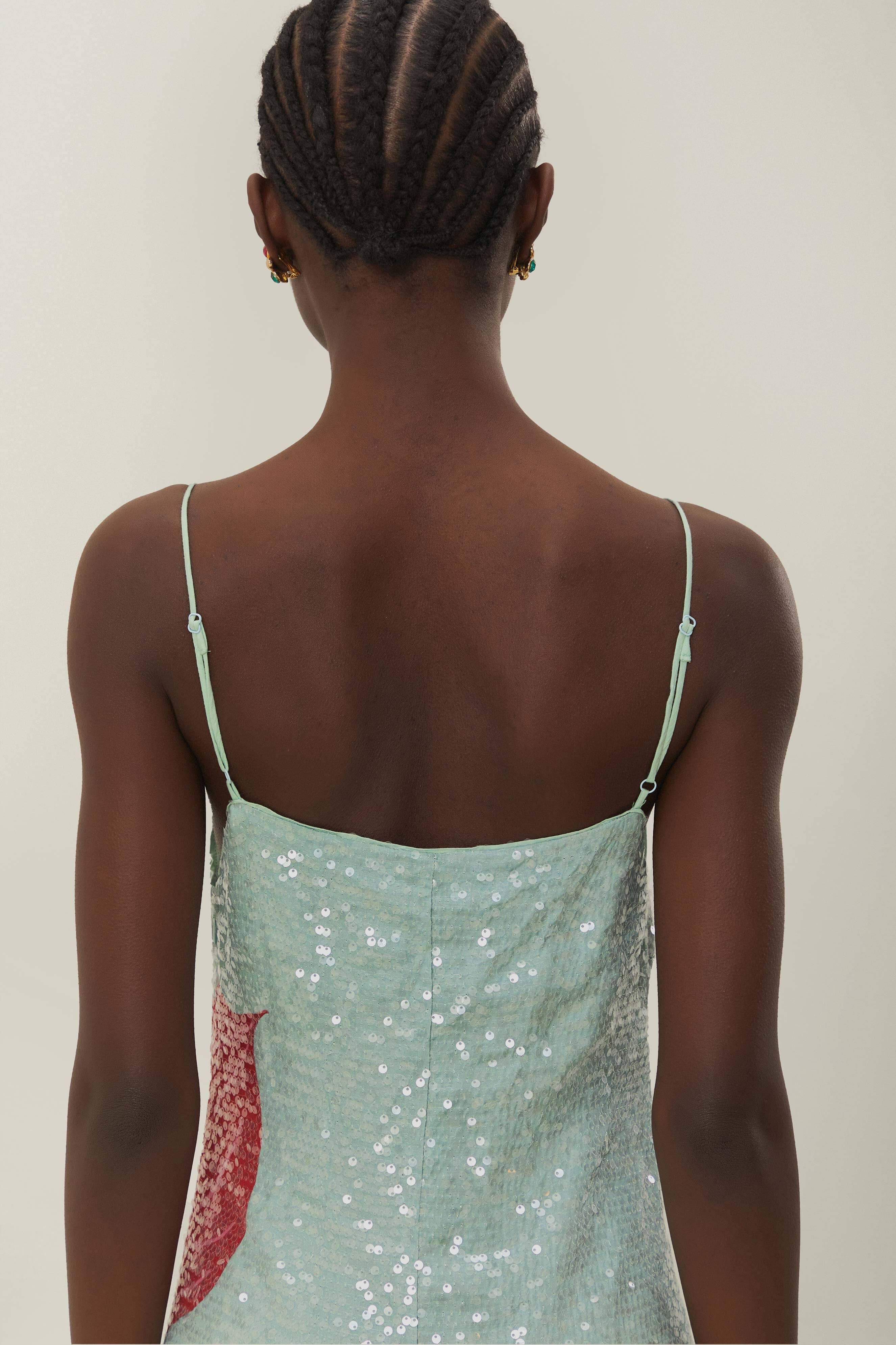Blue Anthurium Flowers Slip Maxi Dress - Image 4