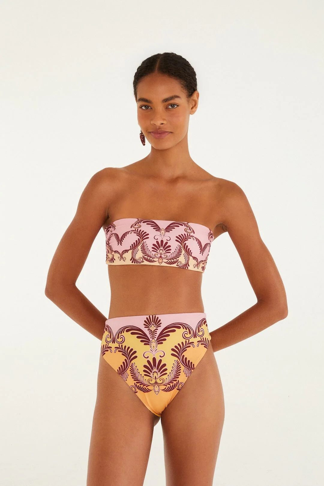 Soft Yellow Arabesc Hot Pants Bikini Bottom