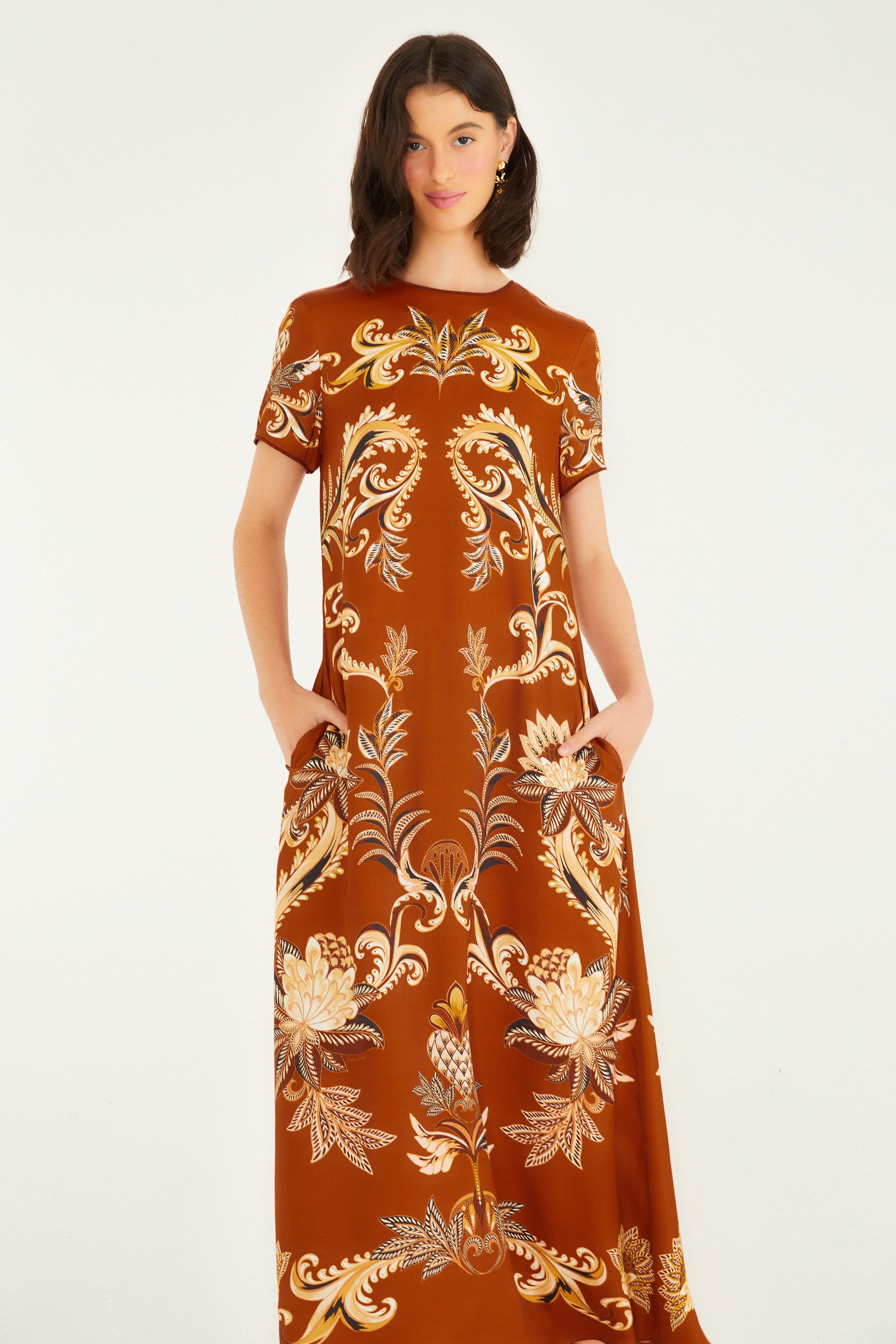 Orange Arabesque Paradise Lenzing™ Ecovero™ Viscose Maxi Dress - Image 2