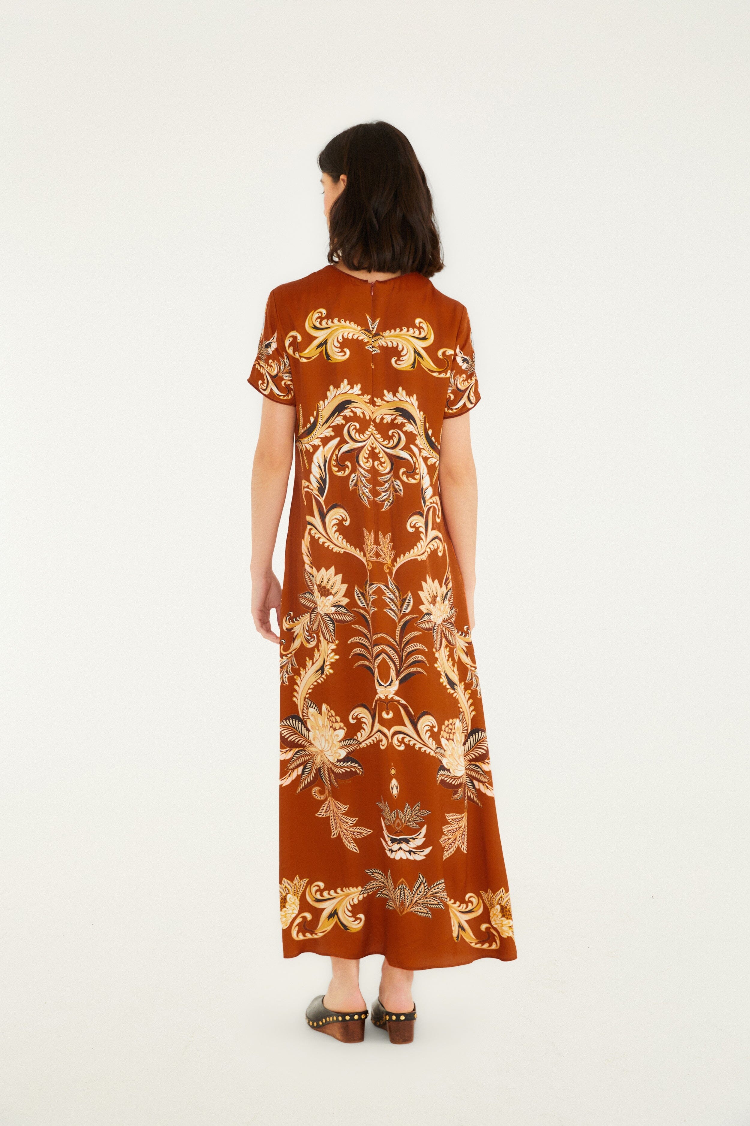 Orange Arabesque Paradise Lenzing™ Ecovero™ Viscose Maxi Dress - Image 3