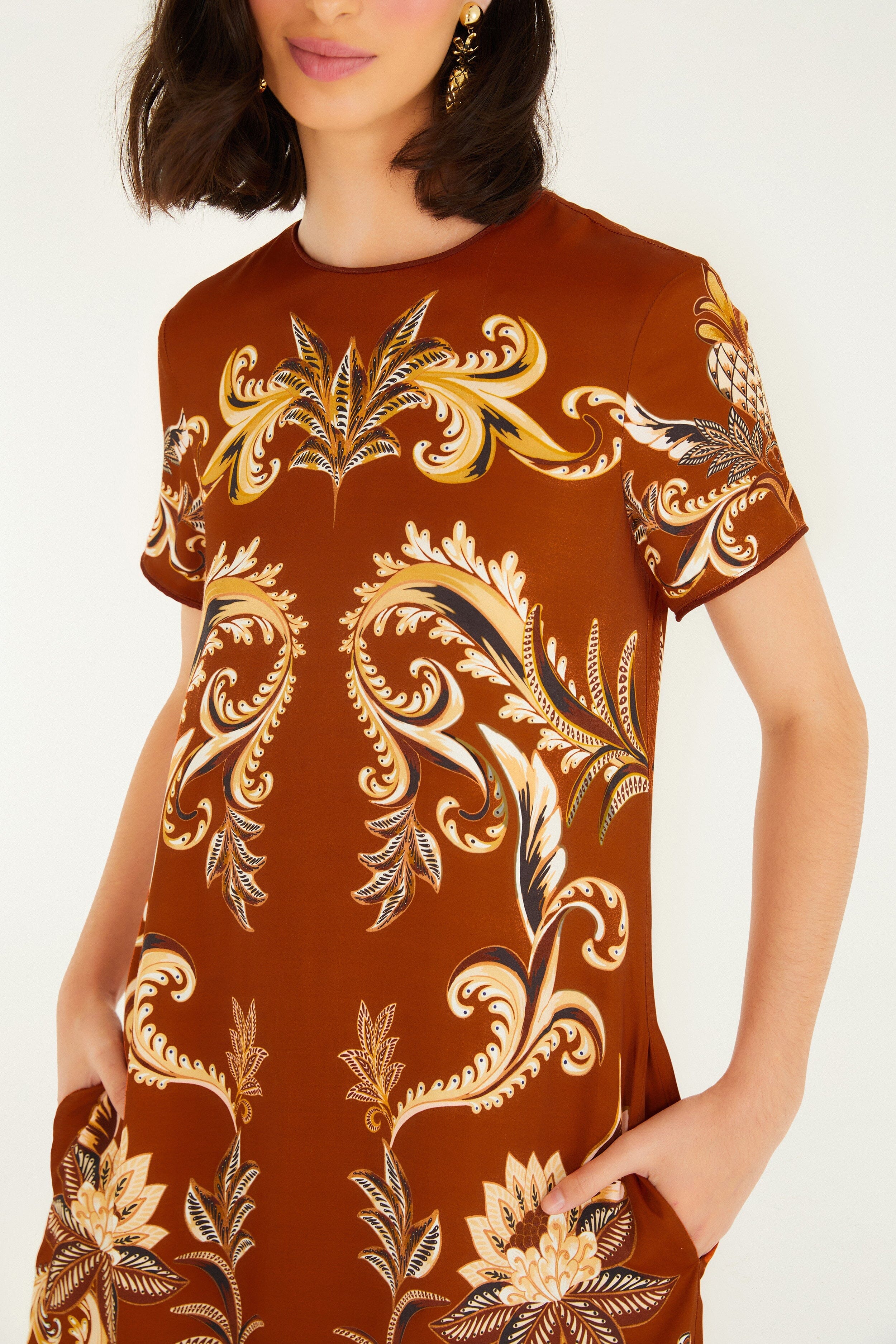 Orange Arabesque Paradise Lenzing™ Ecovero™ Viscose Maxi Dress - Image 4