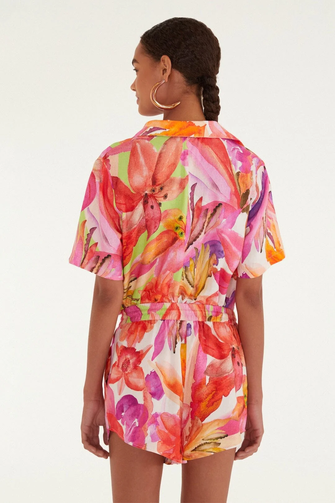 Multicolor Artsy Flora Lenzing Ecovero Euroflax Shorts - Image 3