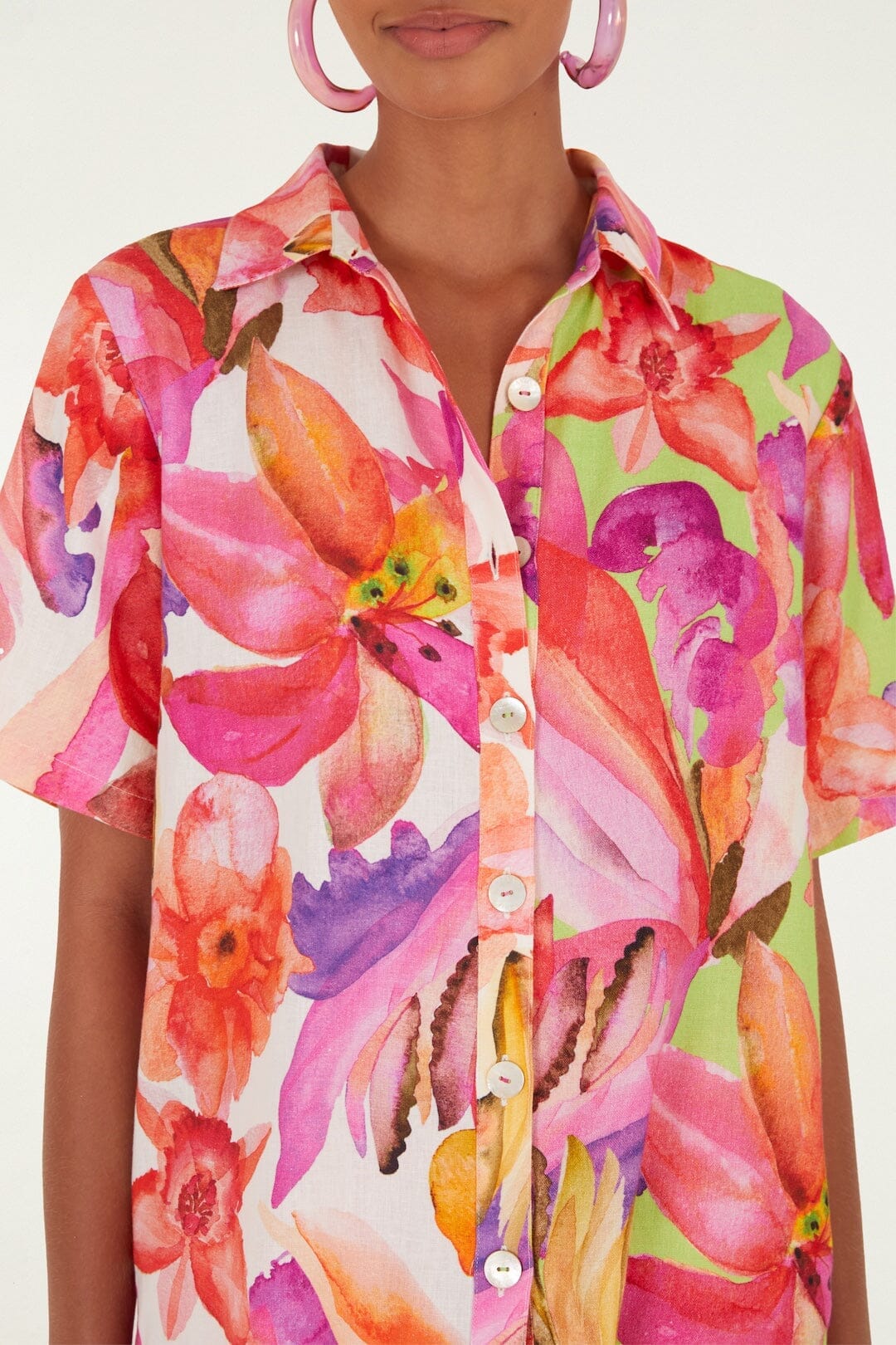 Multicolor Artsy Flora Lenzing Ecovero Euroflax Shirt - Image 2