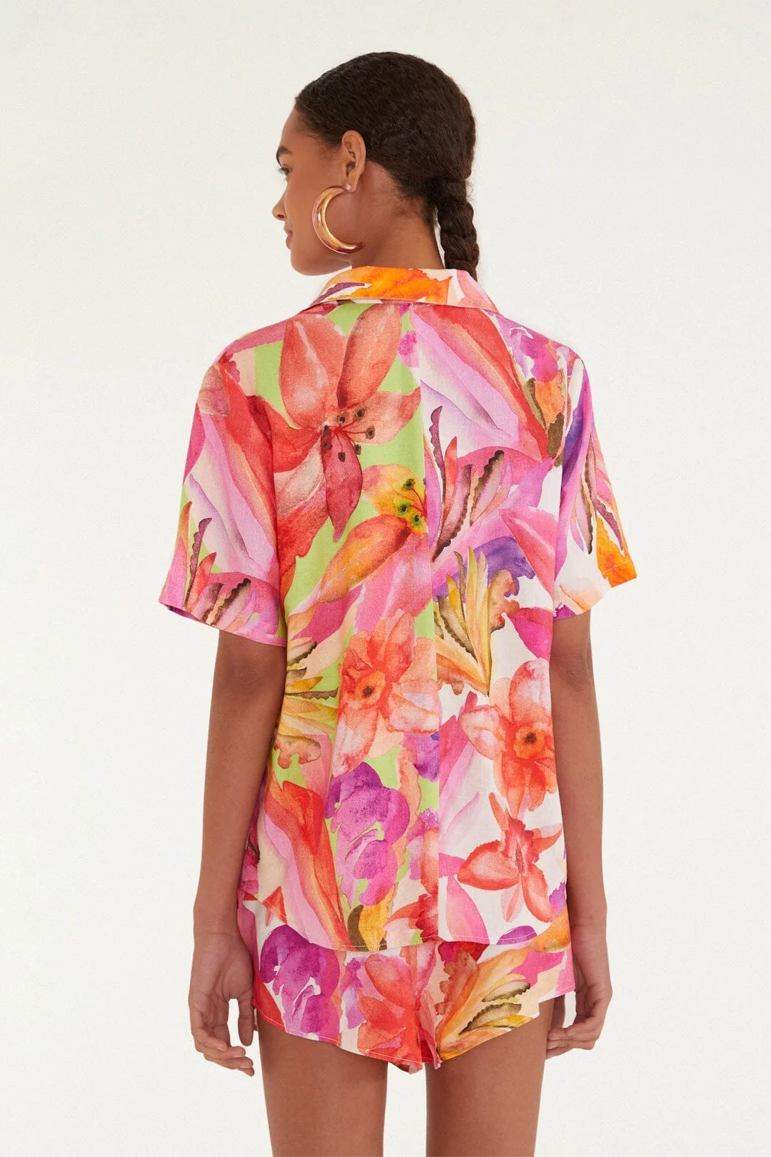 Multicolor Artsy Flora Lenzing Ecovero Euroflax Shirt - Image 3