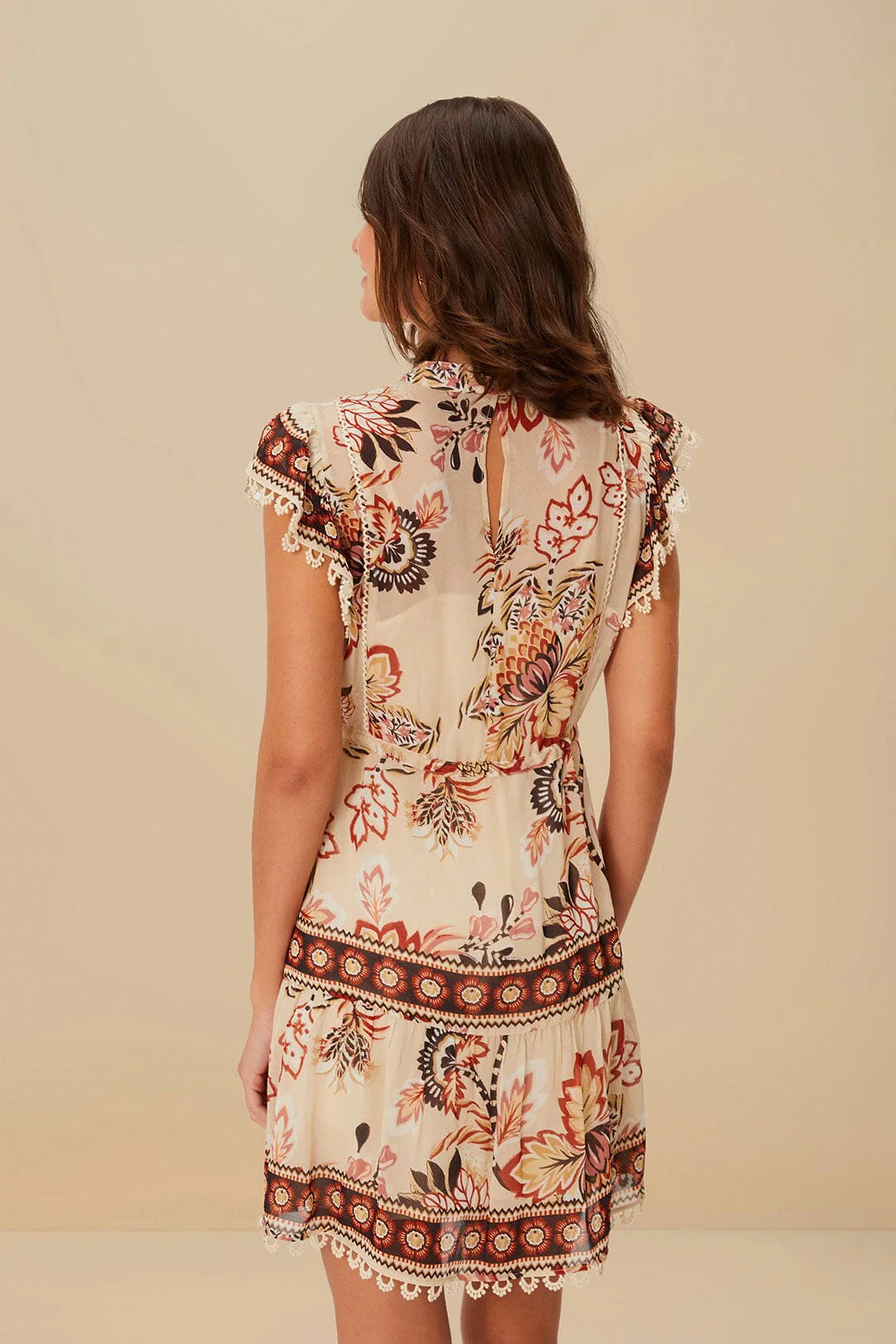Sand Aura Floral Mini Dress - Image 3
