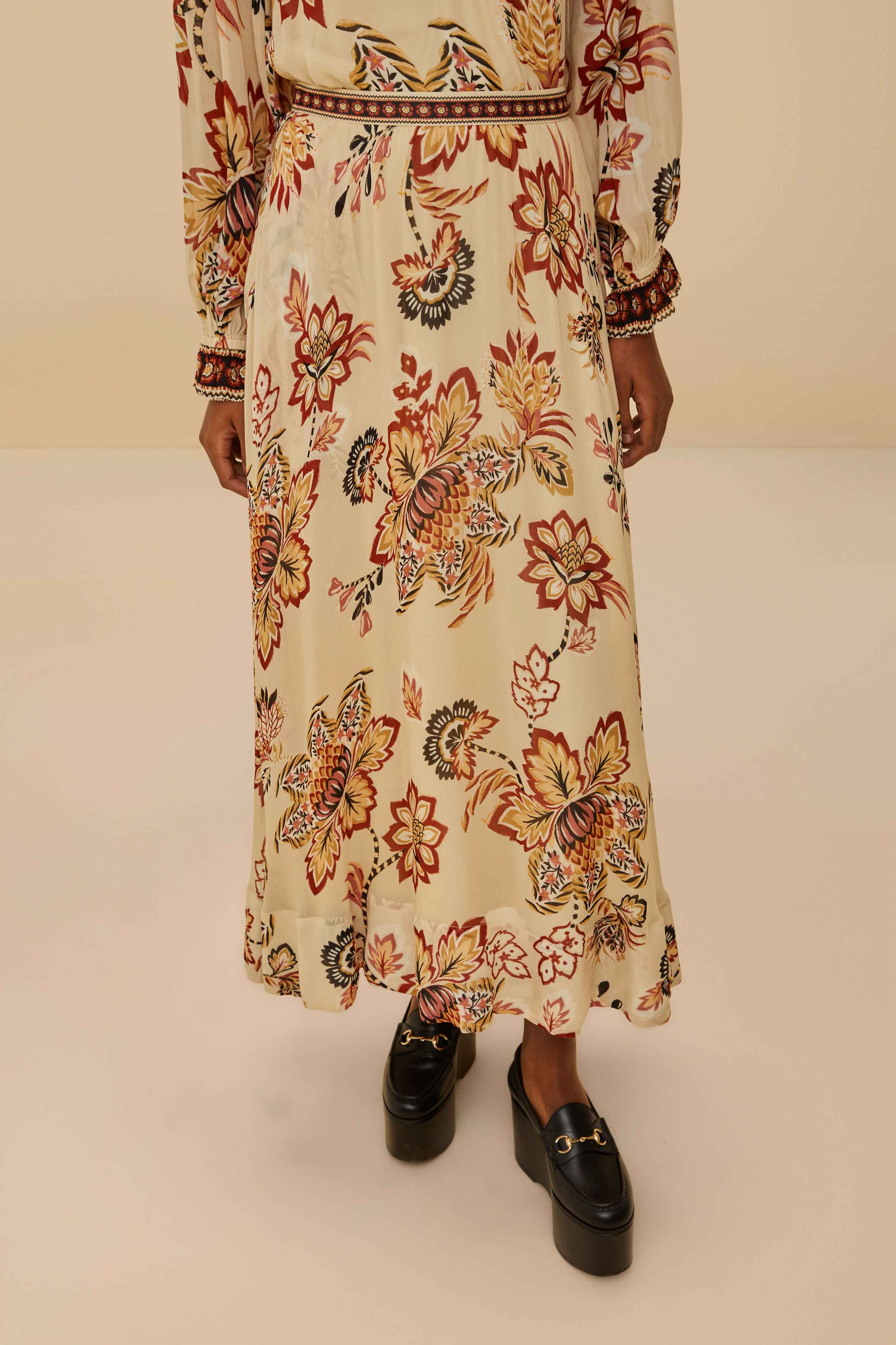 Sand Aura Floral Midi Skirt - Image 2