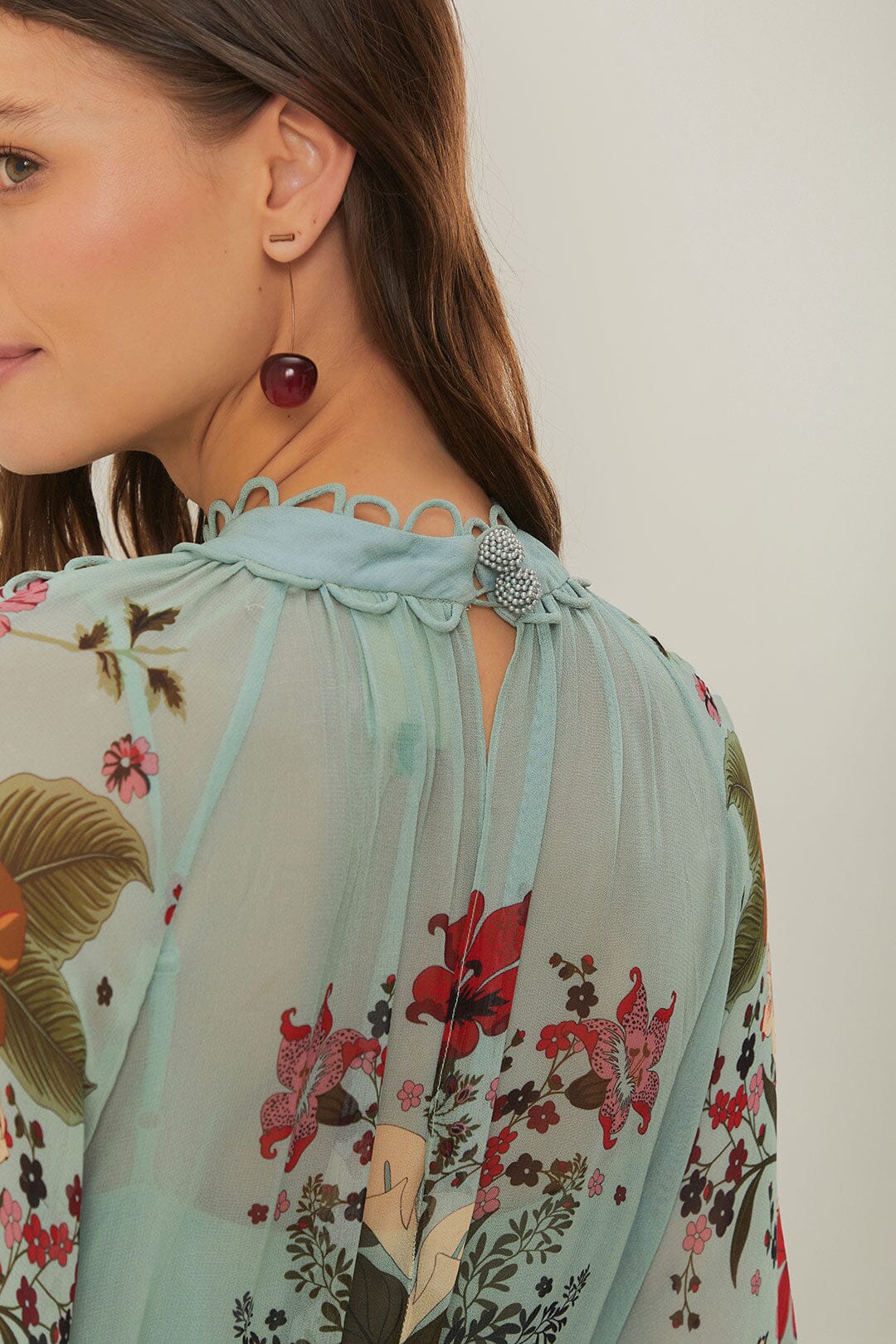 BEAUTY BOUQUET BLUE LONG SLEEVE MAXI DRESS - Image 3