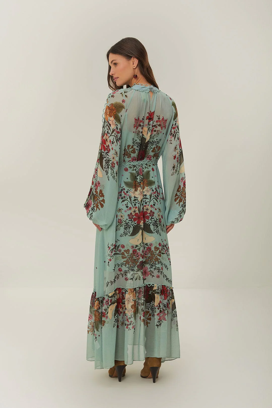BEAUTY BOUQUET BLUE LONG SLEEVE MAXI DRESS - Image 4