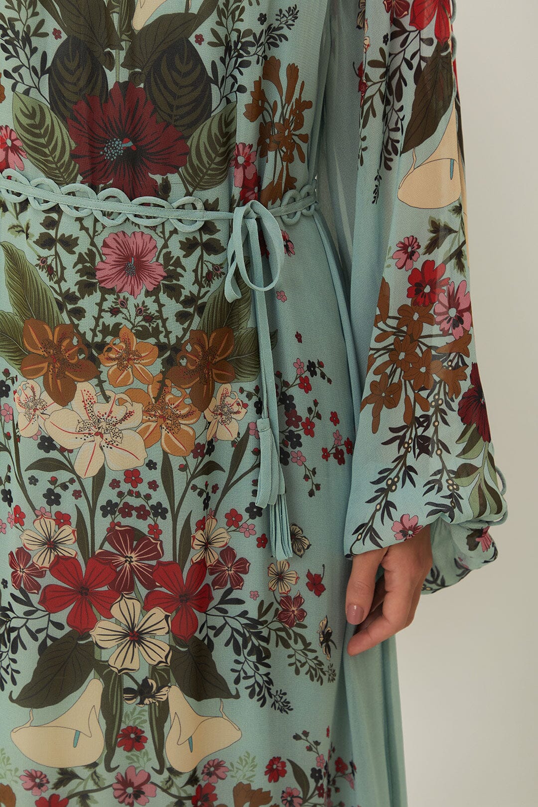 BEAUTY BOUQUET BLUE LONG SLEEVE MAXI DRESS - Image 5