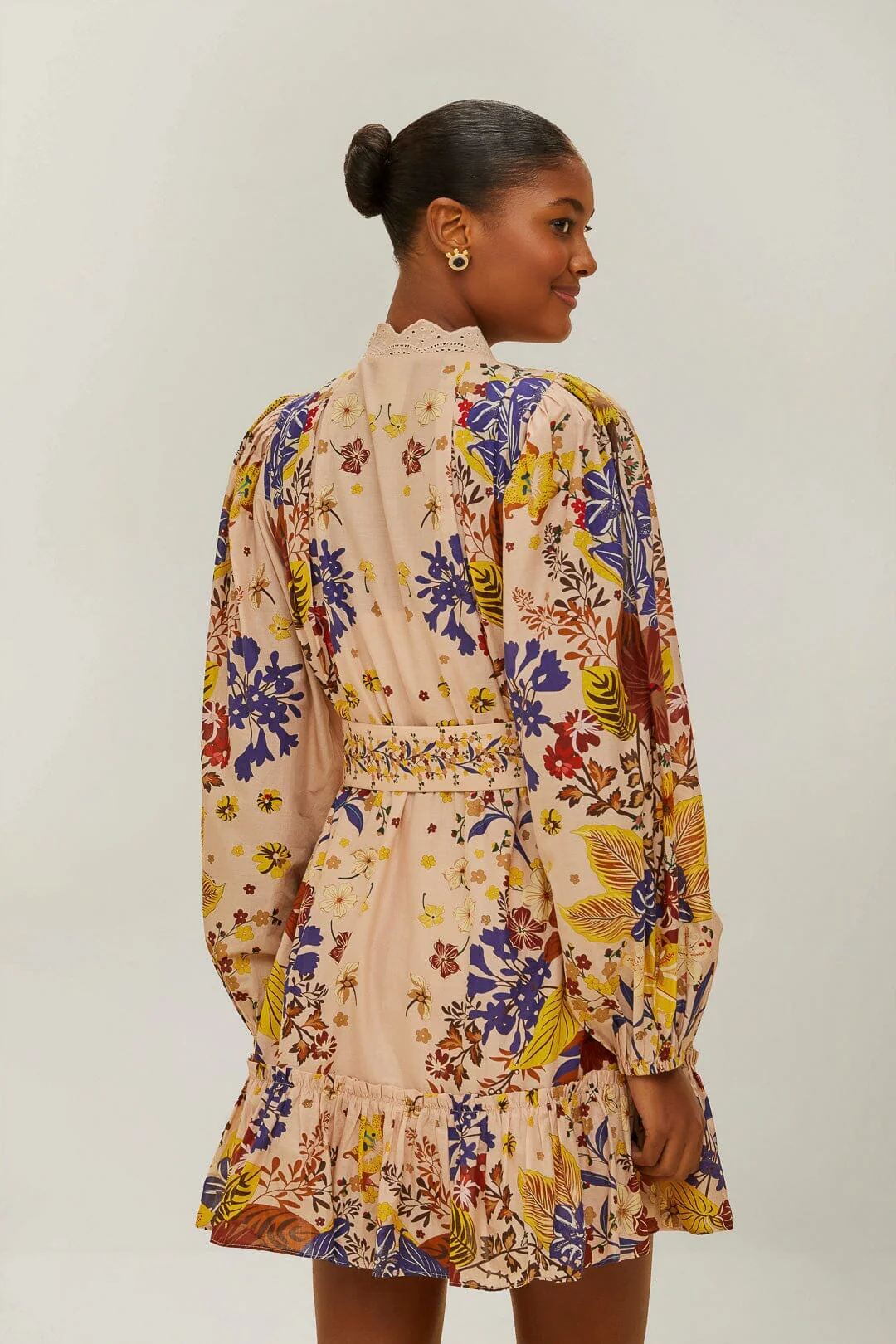 Pink Beauty Bouquet Puff Sleeve Mini Dress - Image 3