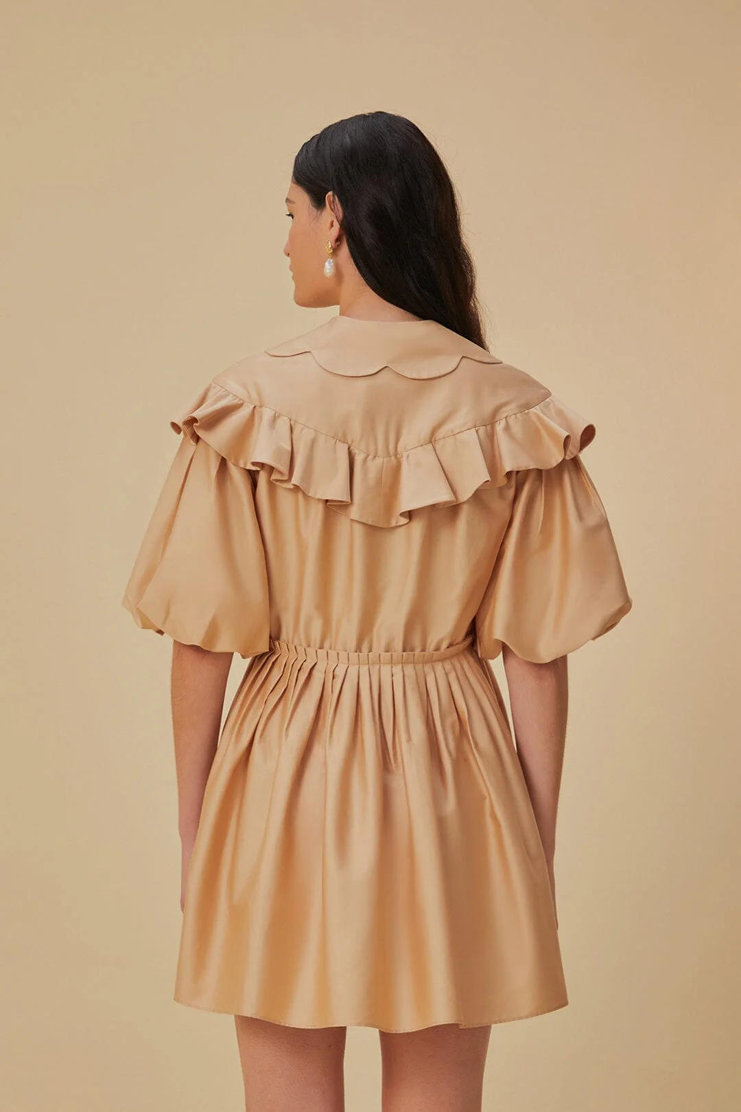 Beige Short Sleeve Mini Dress - Image 4