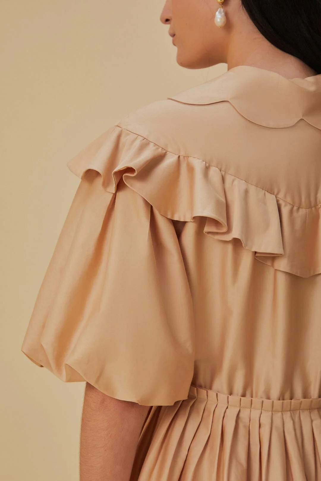 Beige Short Sleeve Mini Dress - Image 5