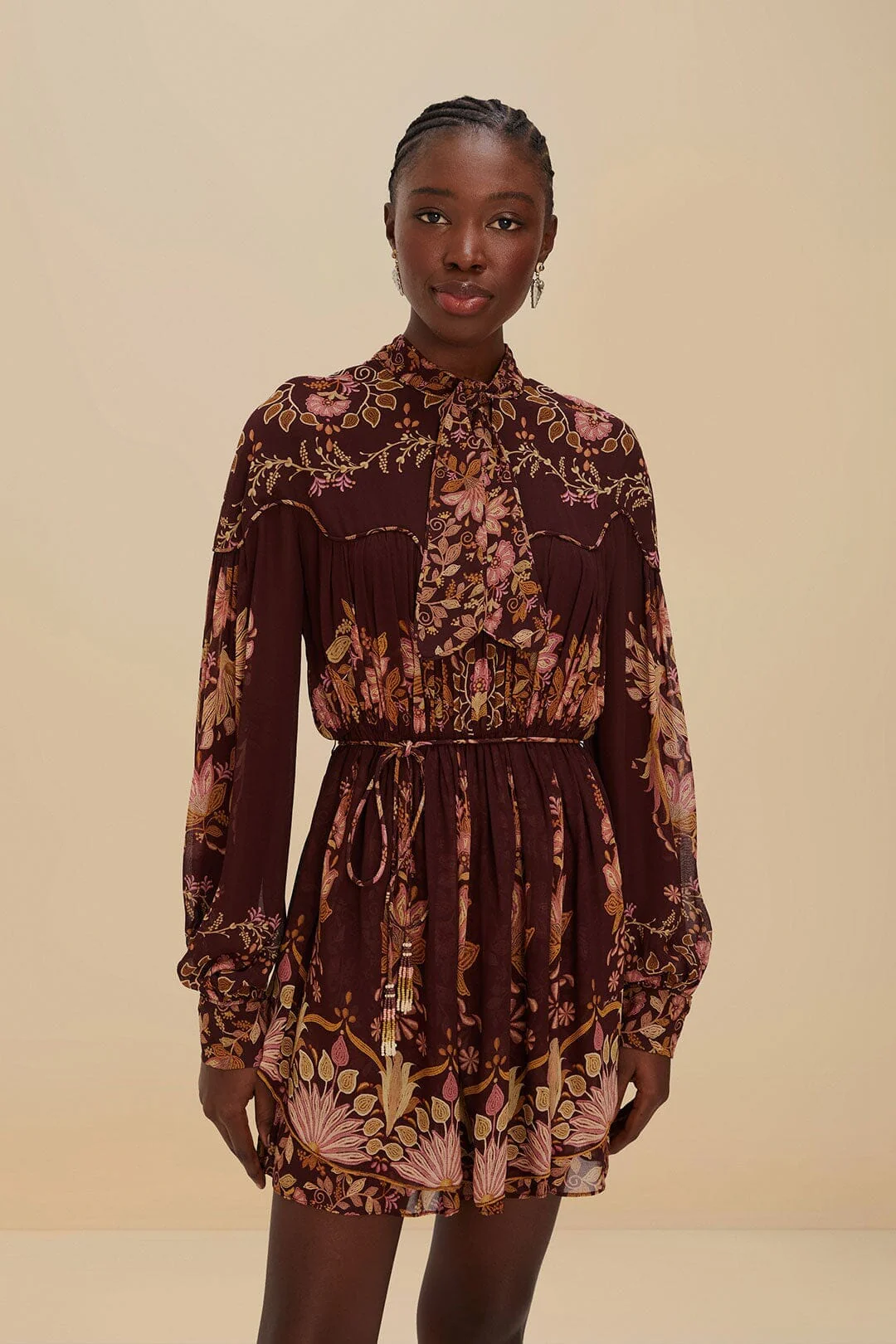 Burgundy Bella Knotted Neckline Mini Dress - Image 4