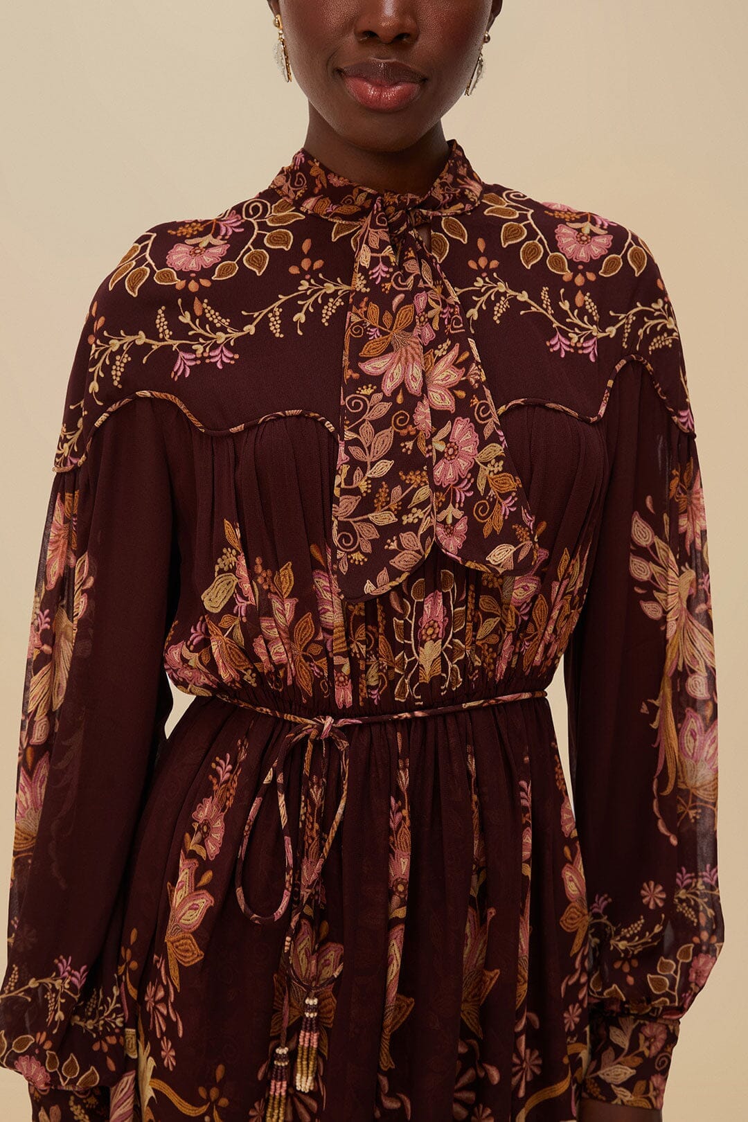 Burgundy Bella Knotted Neckline Mini Dress - Image 6