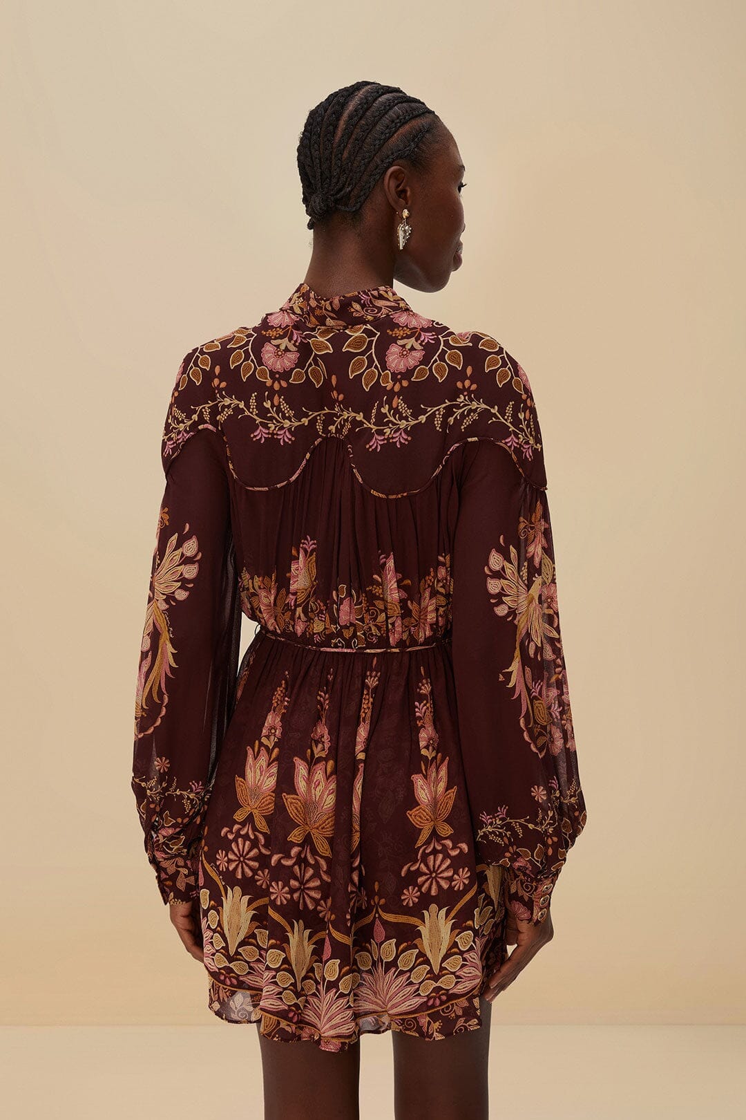 Burgundy Bella Knotted Neckline Mini Dress - Image 7