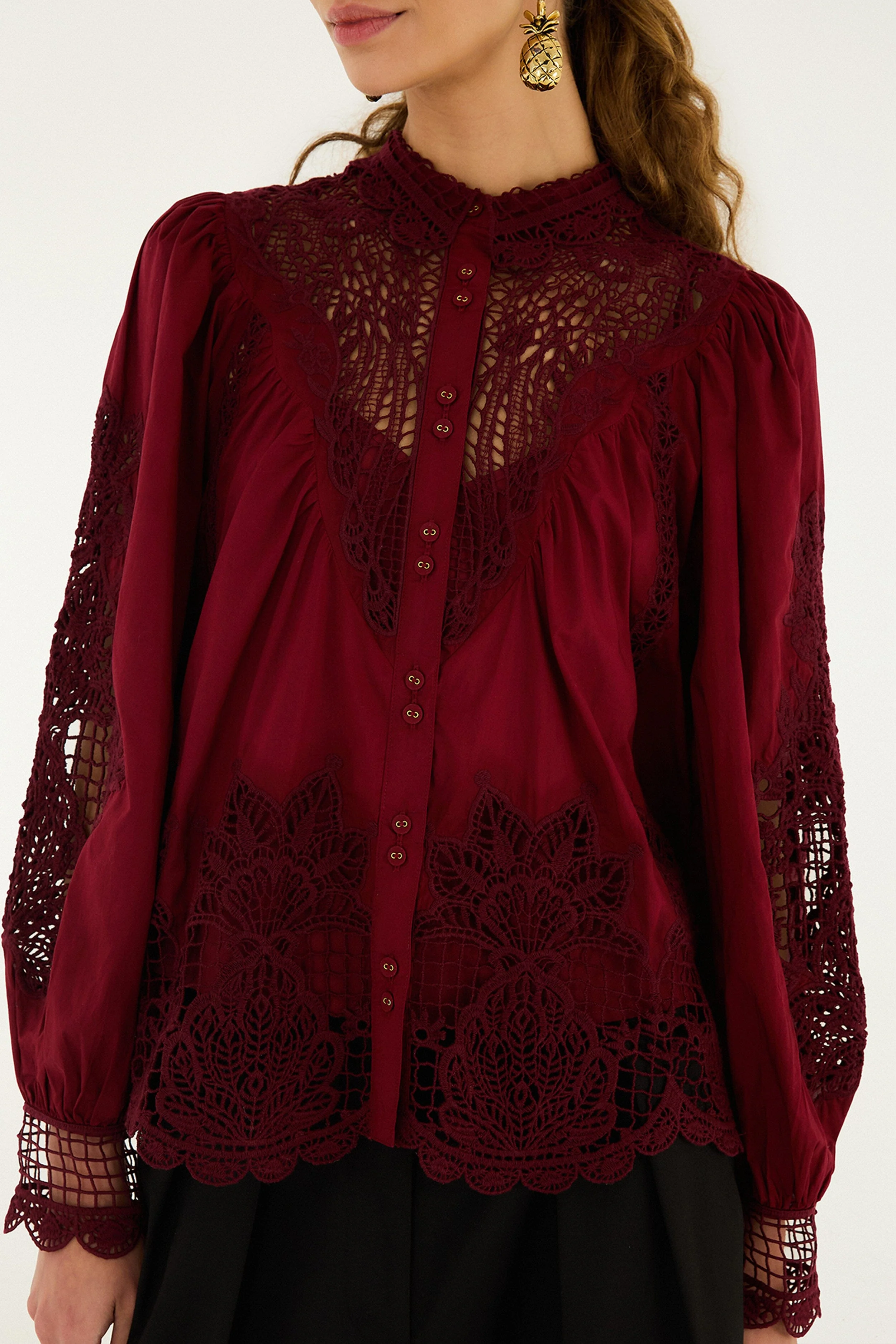 Berry Garden Guipure Organic Cotton Blouse - Image 2