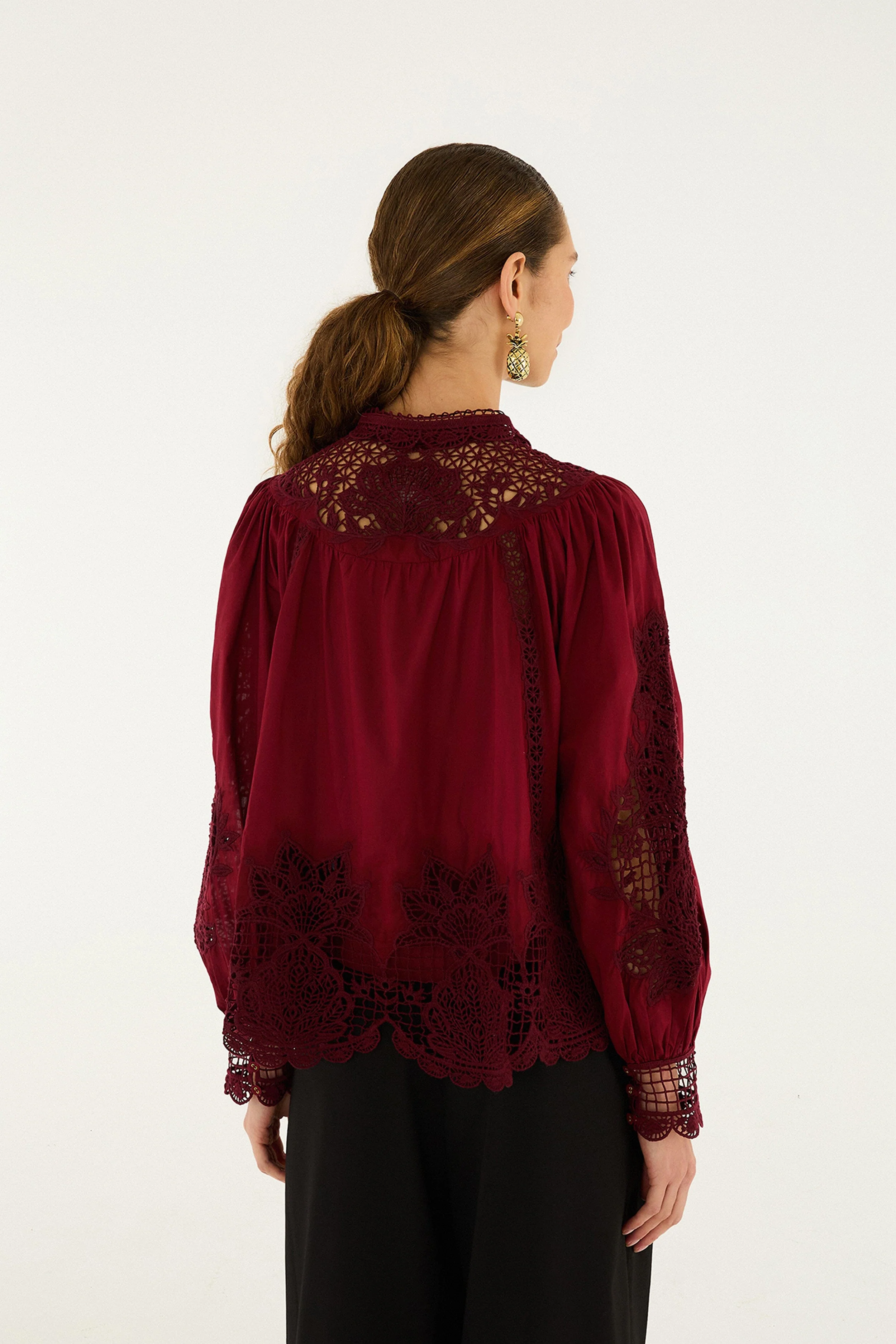 Berry Garden Guipure Organic Cotton Blouse - Image 3
