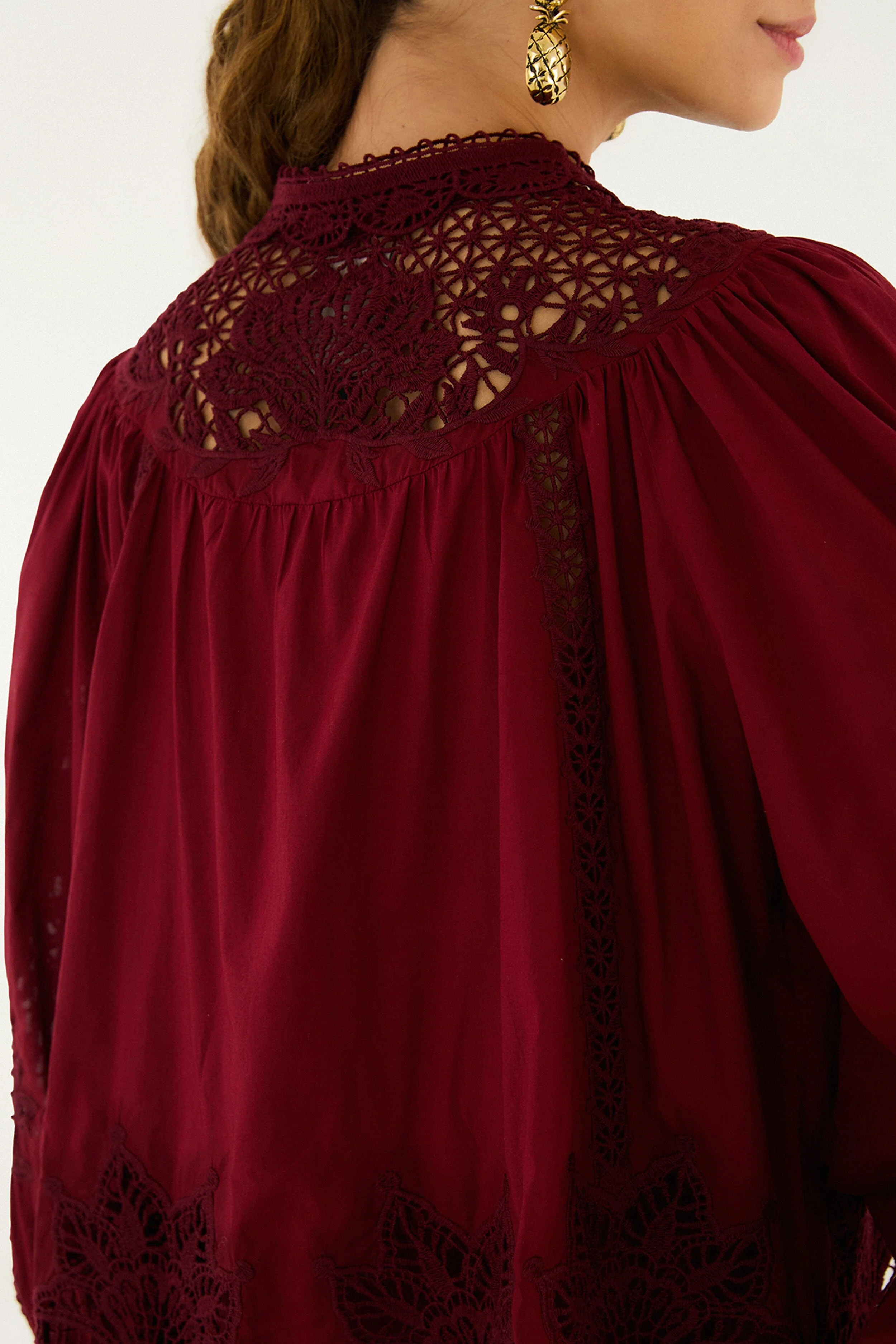 Berry Garden Guipure Organic Cotton Blouse - Image 4