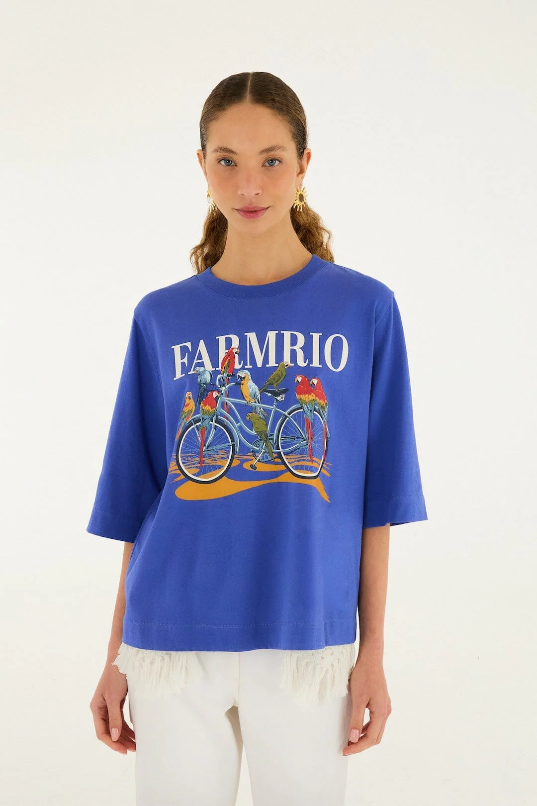 Blue Bike Birds Organic Cotton T-Shirt