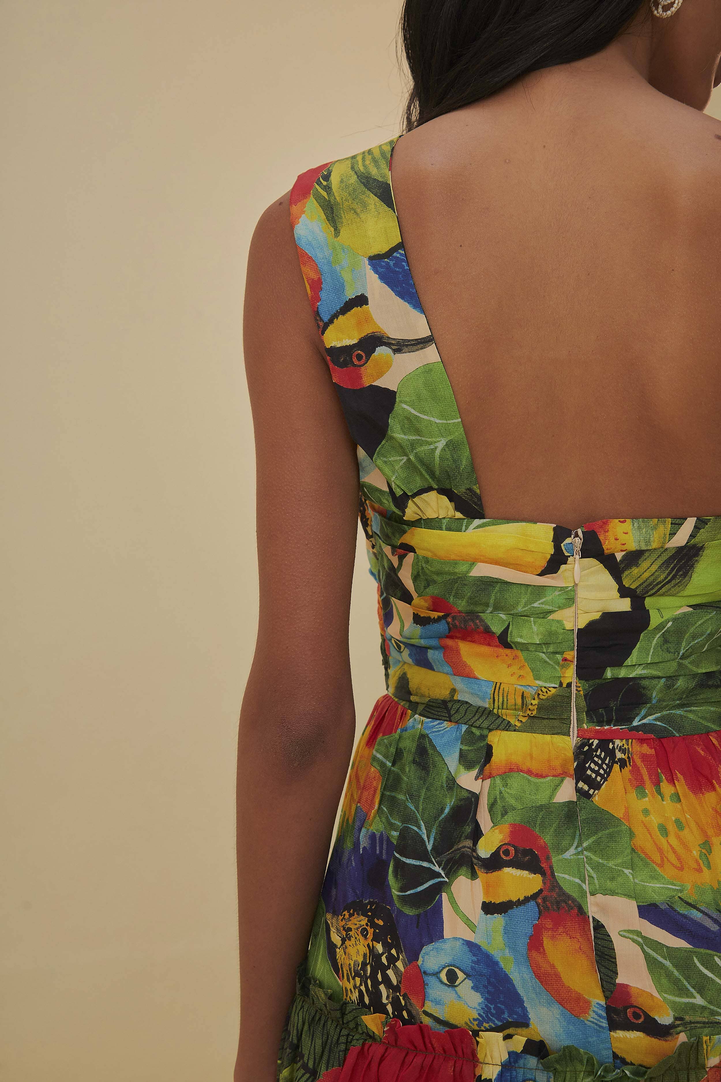 Bird Leaves Sand One Shoulder Maxi Dress - Image 5