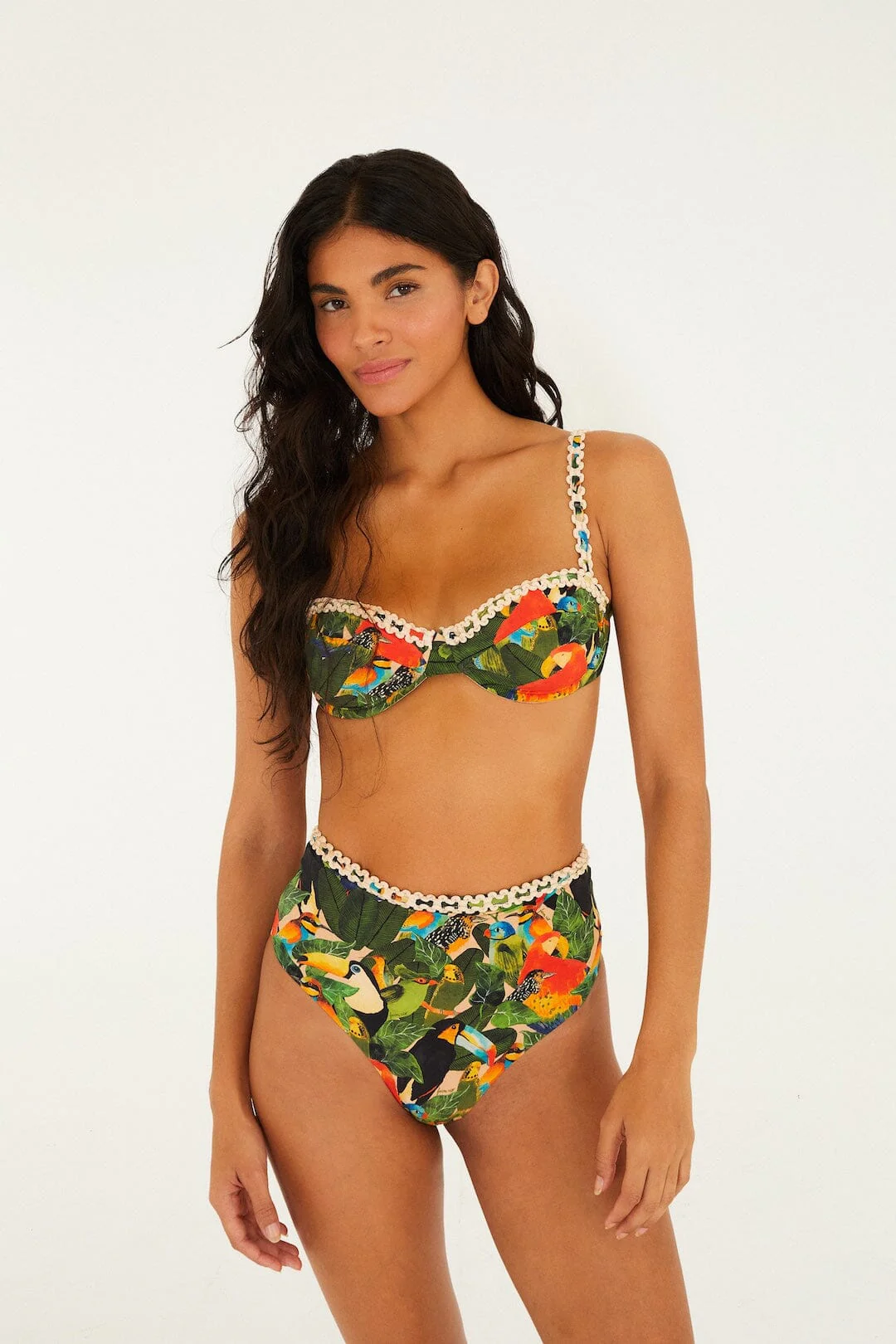 Green Bird Leaves Underwire Bikini Top - Image 2