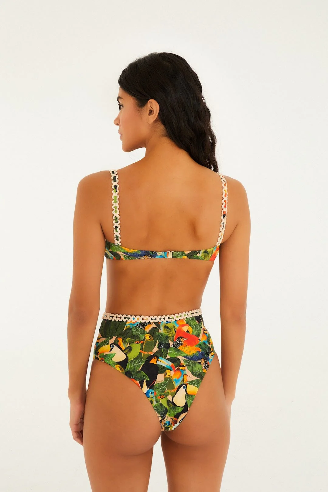 Green Bird Leaves Underwire Bikini Top - Image 3