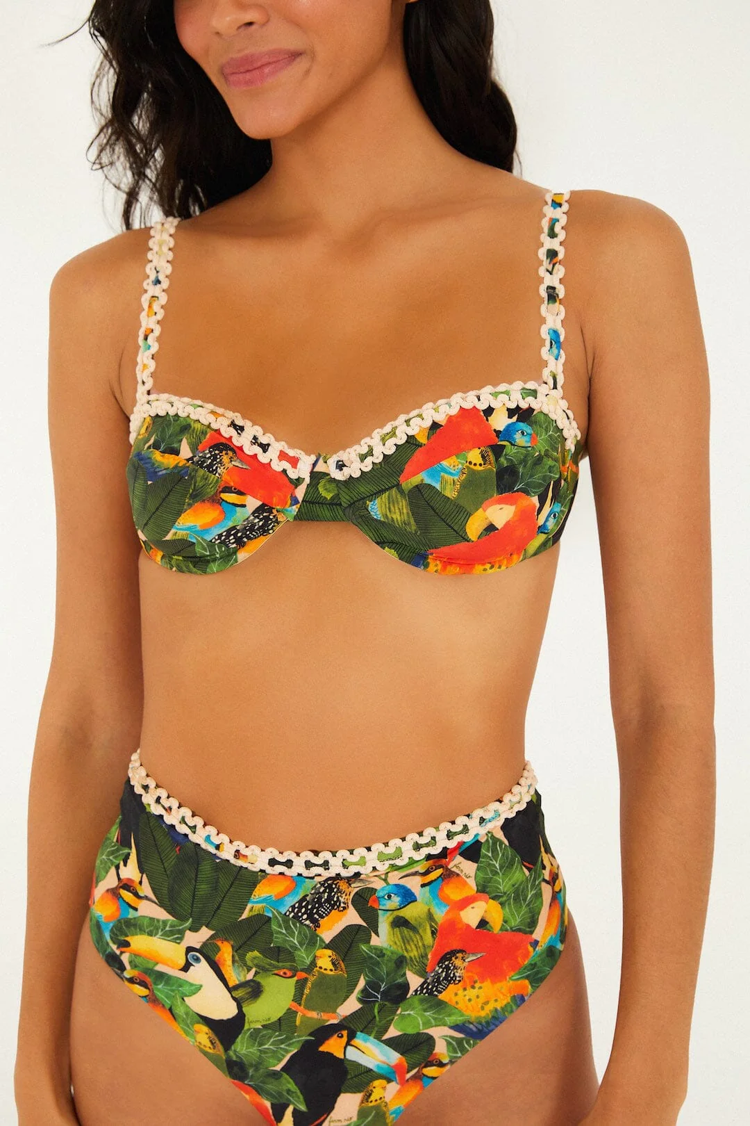 Green Bird Leaves Underwire Bikini Top - Image 4