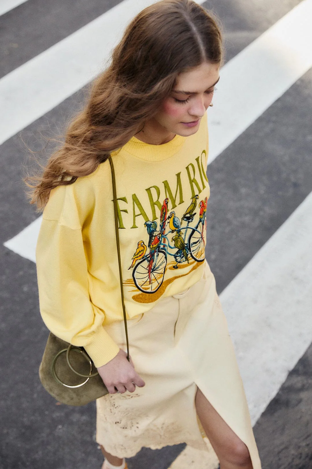 Yellow Birds Bicycle Embroidered Sweater - Image 2