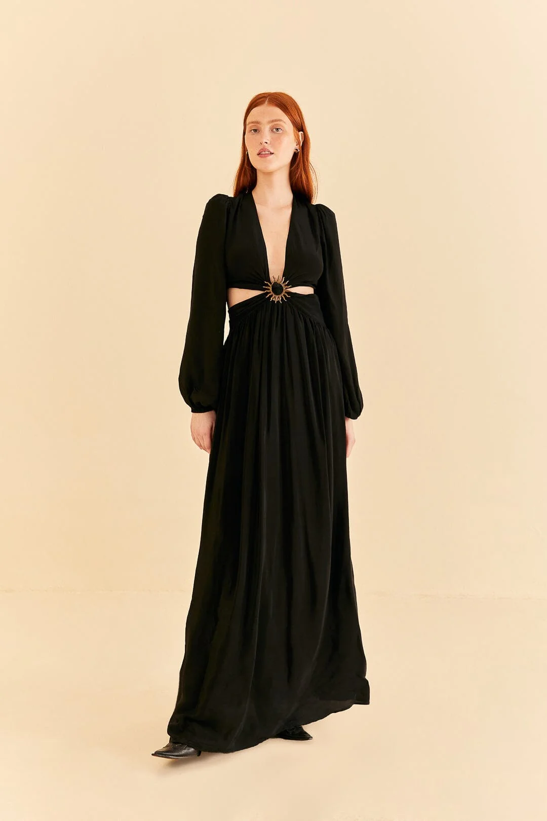Black Cut Out Long Sleeve Maxi Dress - Image 2