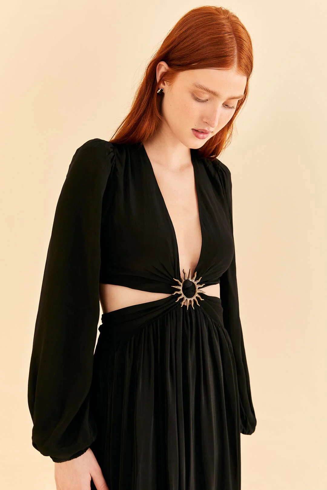 Black Cut Out Long Sleeve Maxi Dress - Image 3