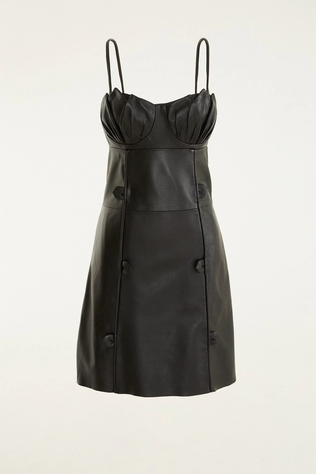 Black 3d Flower Leather Mini Dress - Image 4