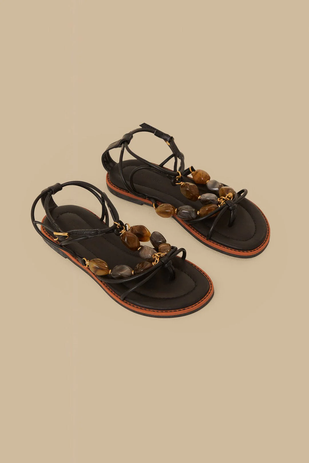 Black Gem Straps Sandal - Image 2