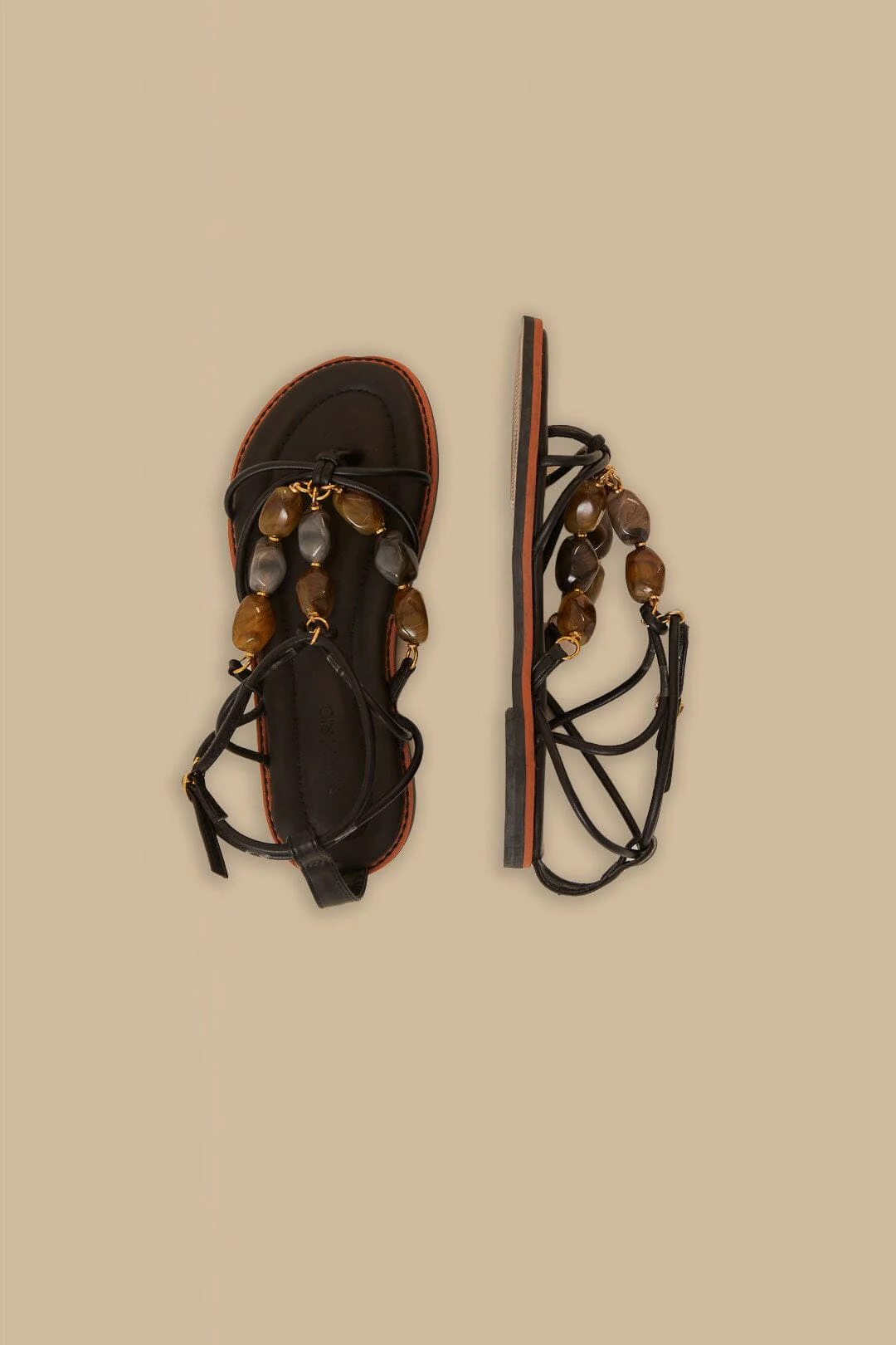 Black Gem Straps Sandal - Image 4