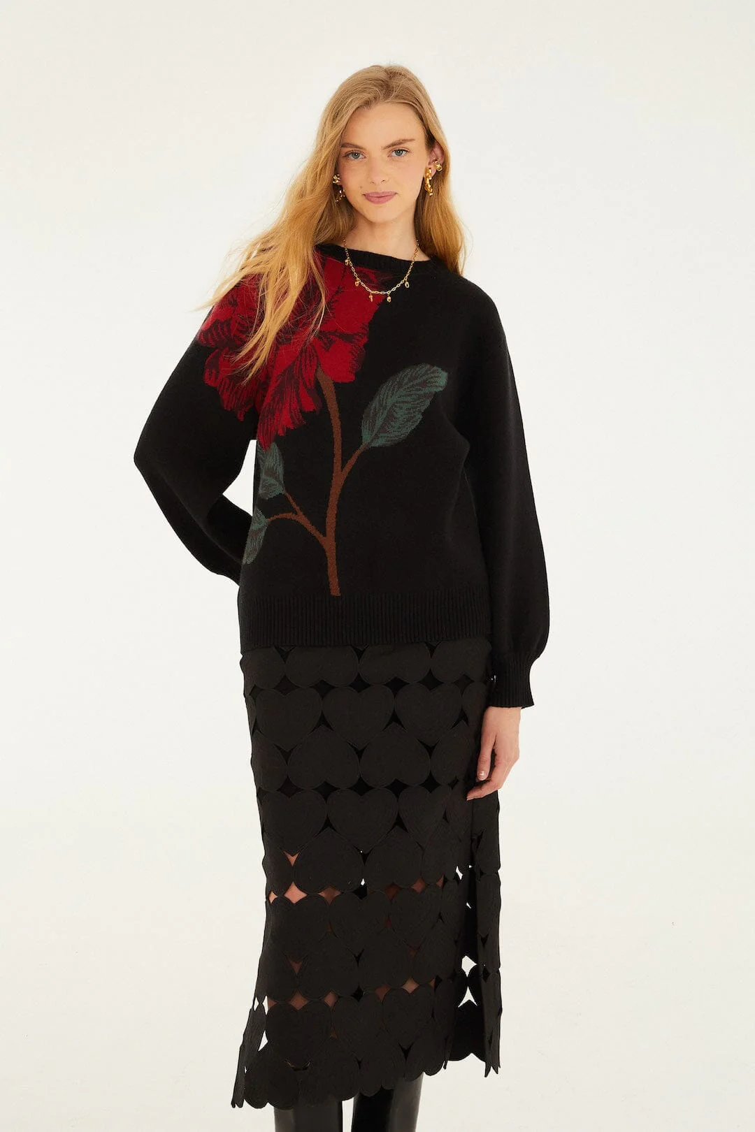 Black Hearts Euroflax Premium Linen Midi Skirt - Image 4