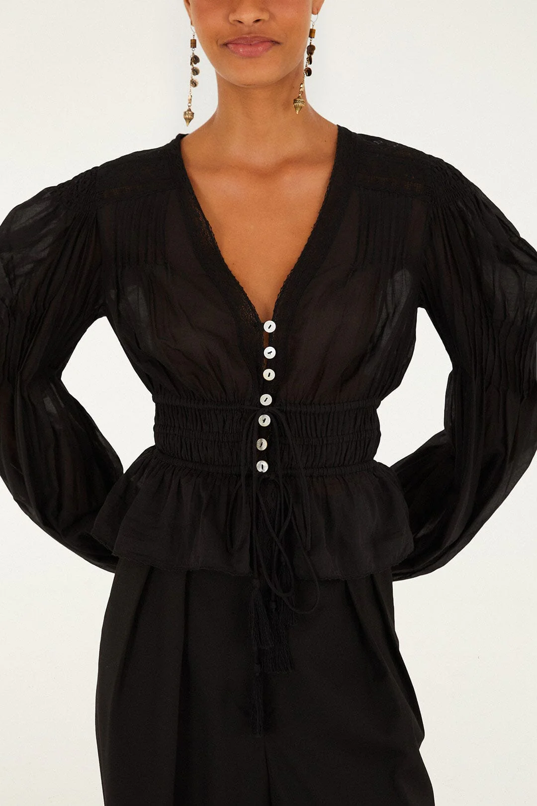 Black Long Sleeve Blouse - Image 2