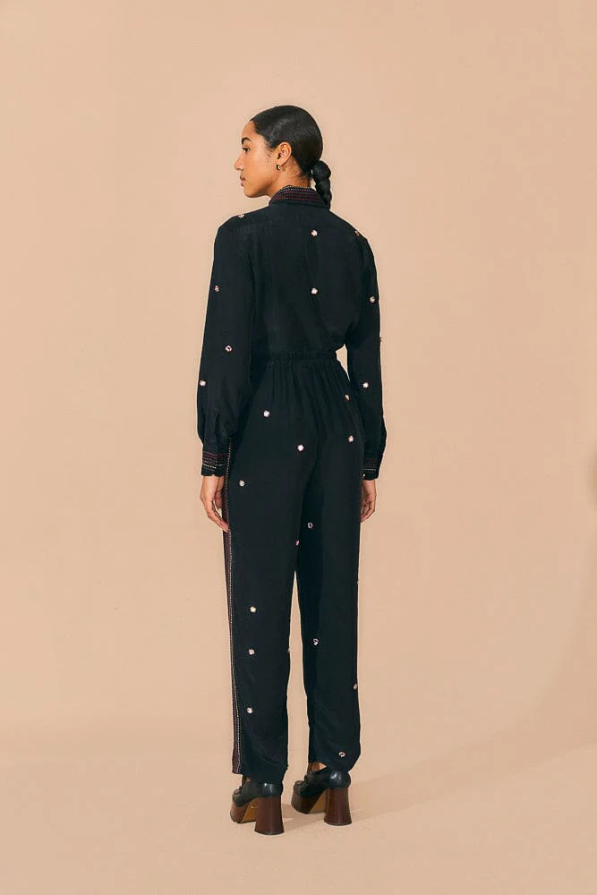 Black Rainbow Beaded Mirror Trim Pants - Image 4
